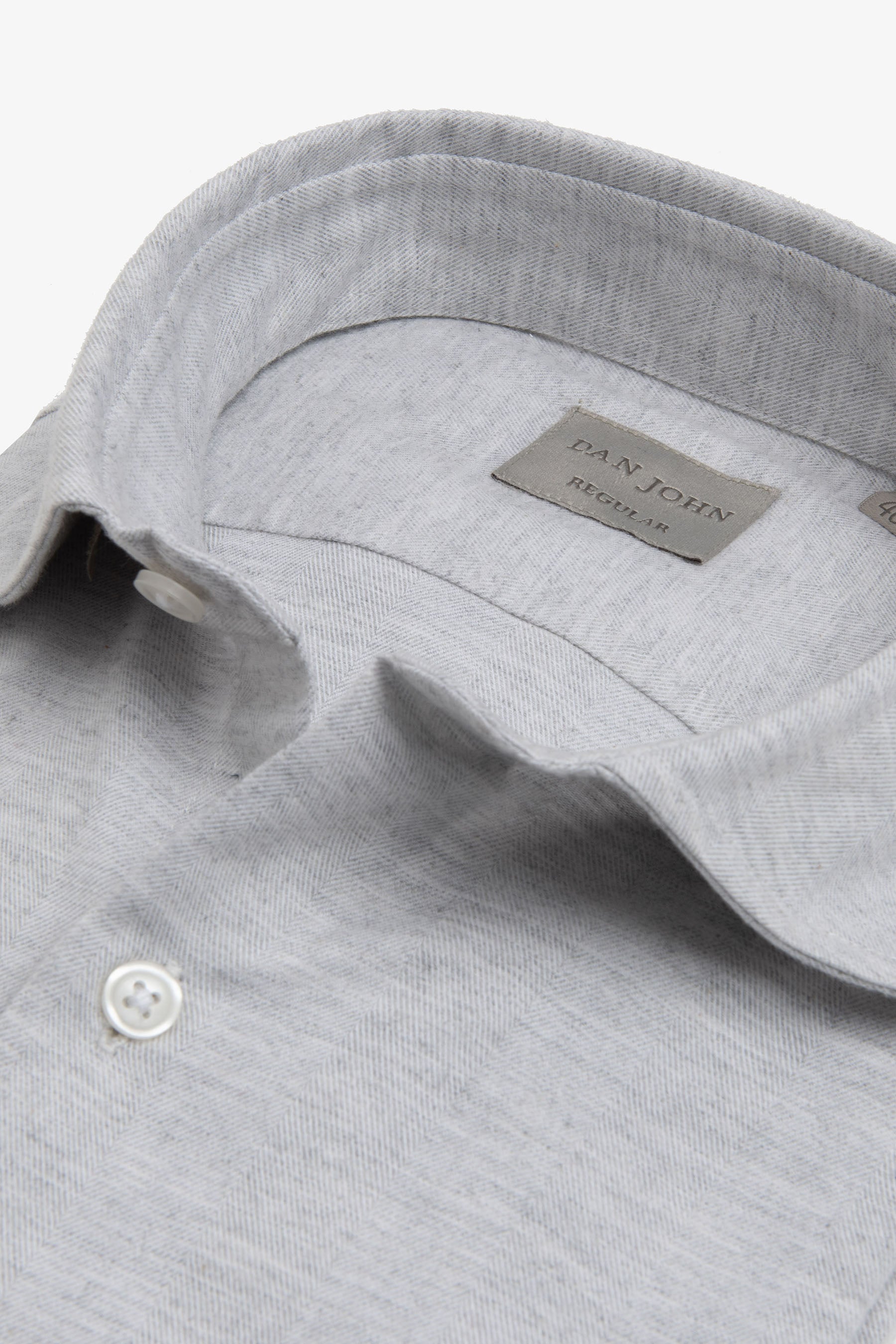 Camicia in flanella spigata grigio chiaro-Dan John