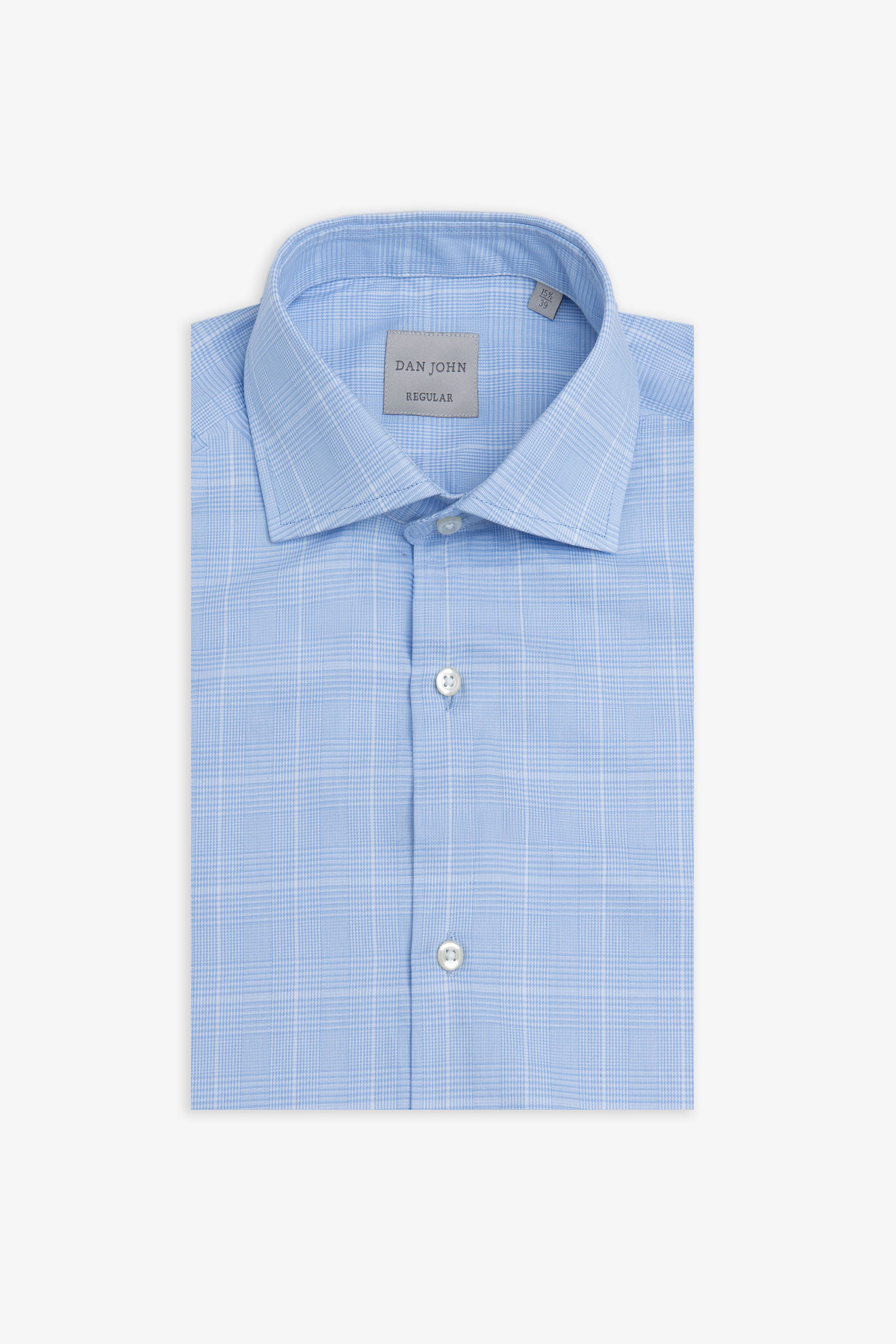 Camicia fantasia Principe di Galles celeste-Dan John
