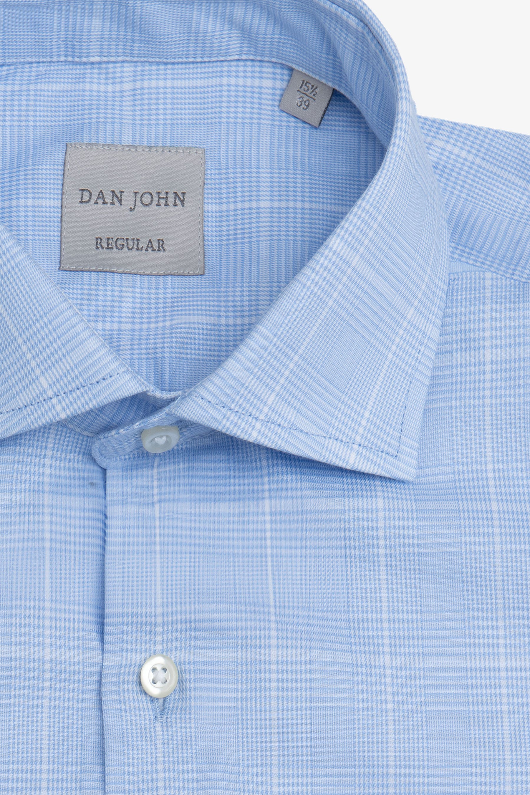 Camicia fantasia Principe di Galles celeste-Dan John