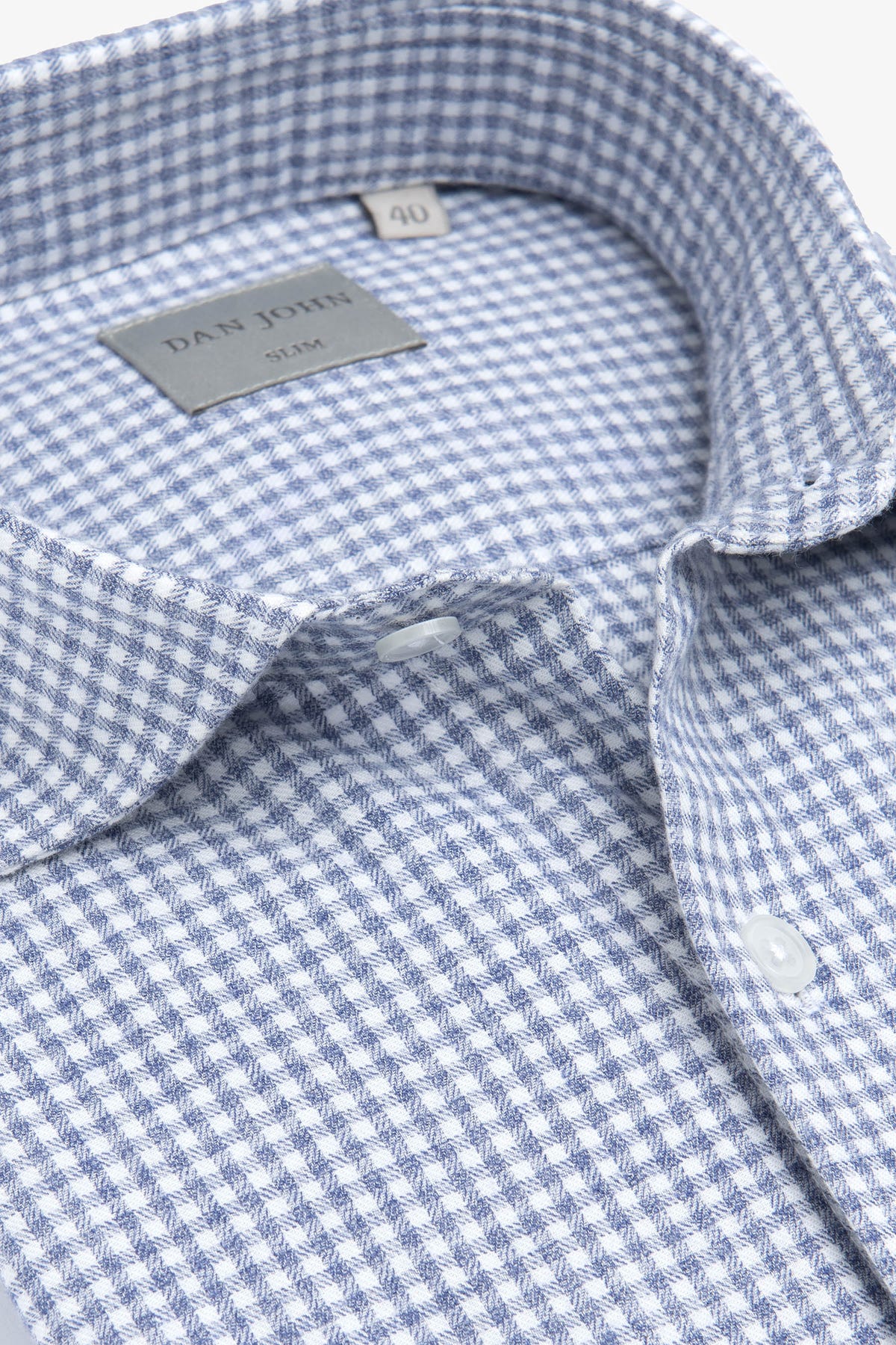 Camicia in flanella check celeste-Dan John