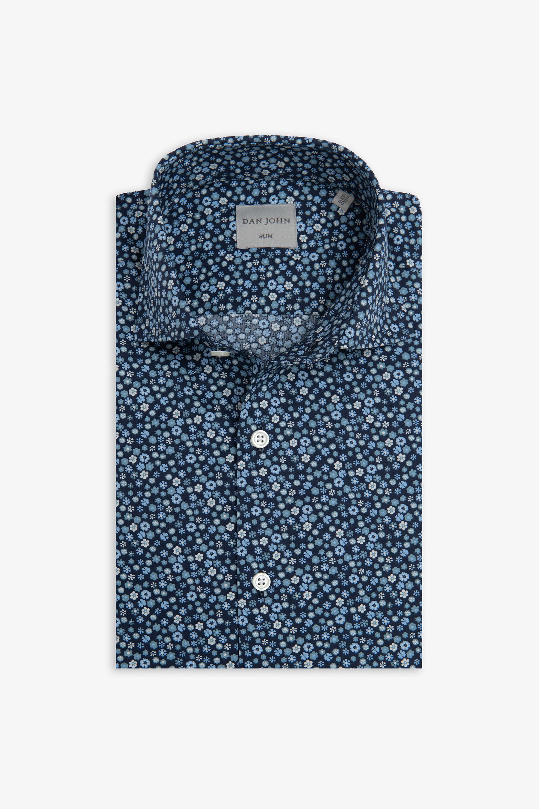 Camicia stampa fiori celeste slim-Dan John