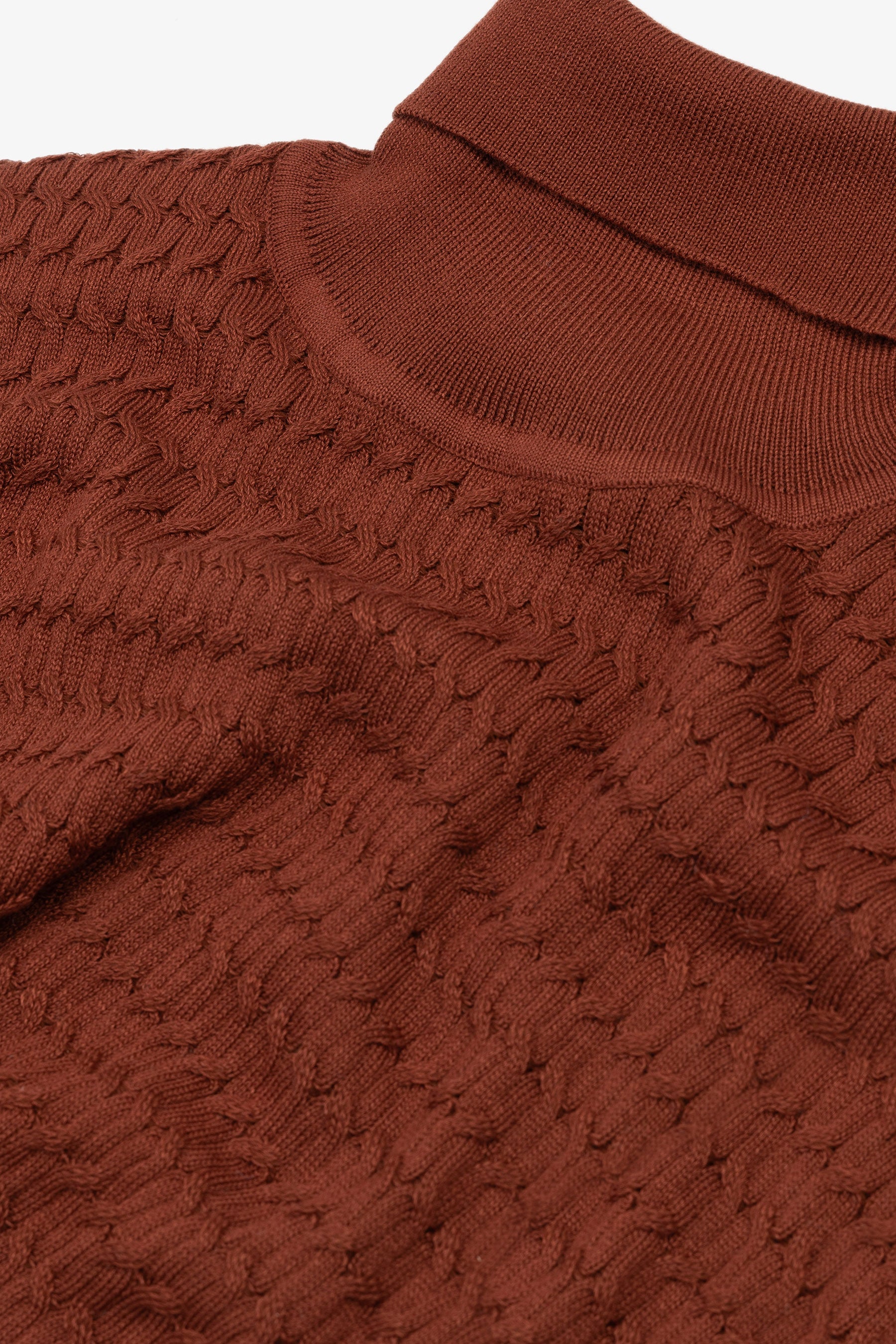 Maglia dolcevita a treccina coccio-Dan John