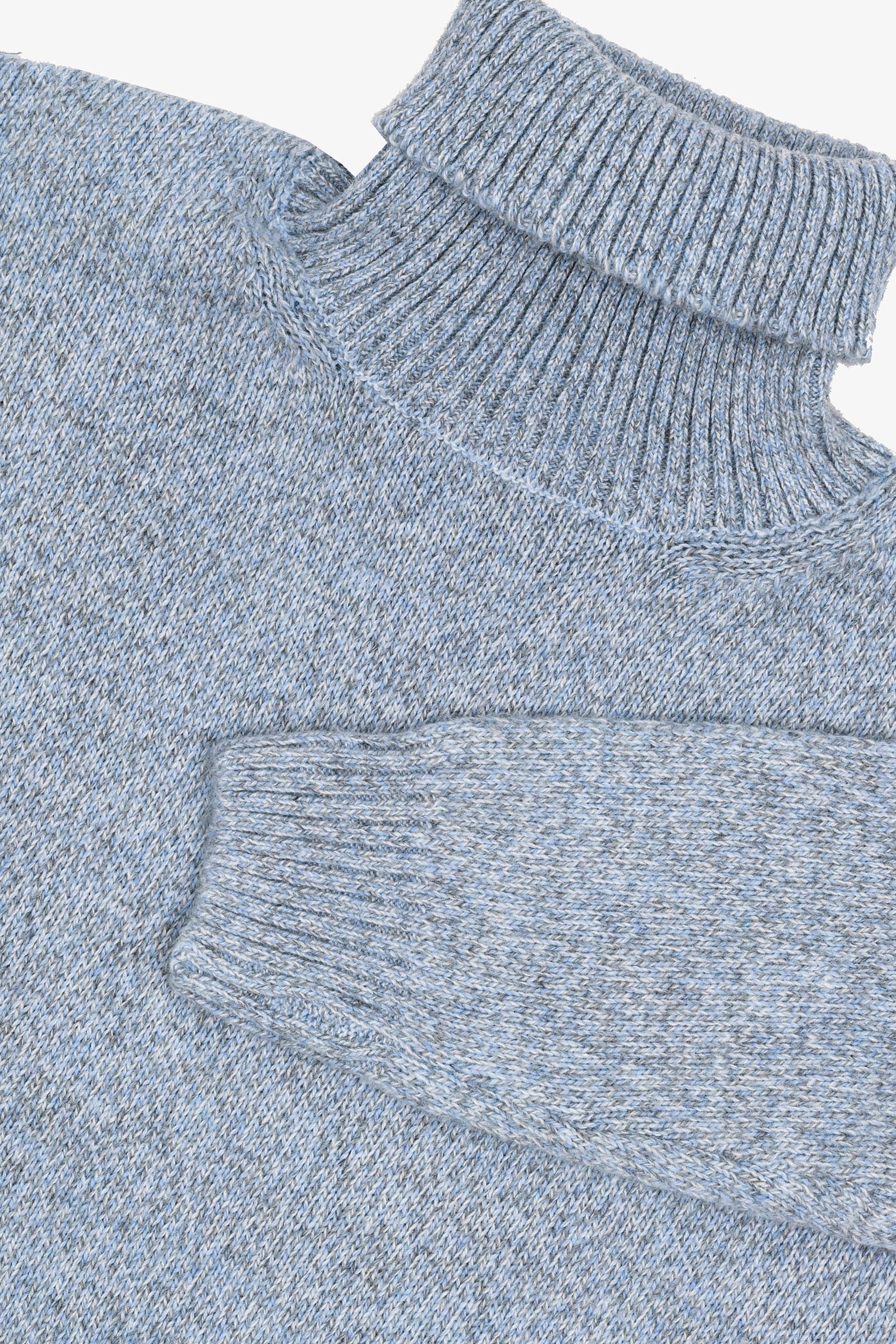 Maglia dolcevita moulinè celeste-Dan John
