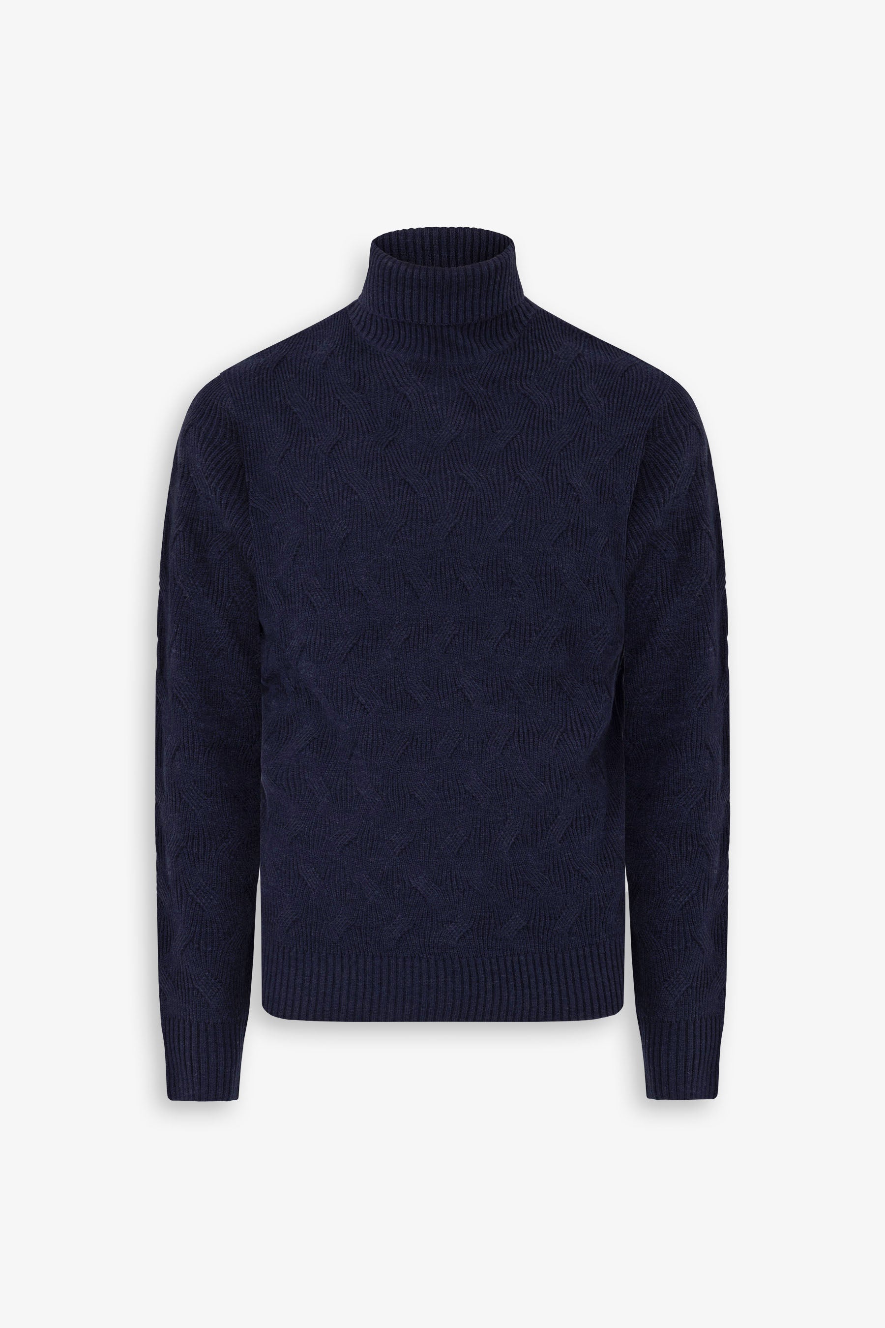 Maglia dolcevita a treccia discontinua blu-Dan John