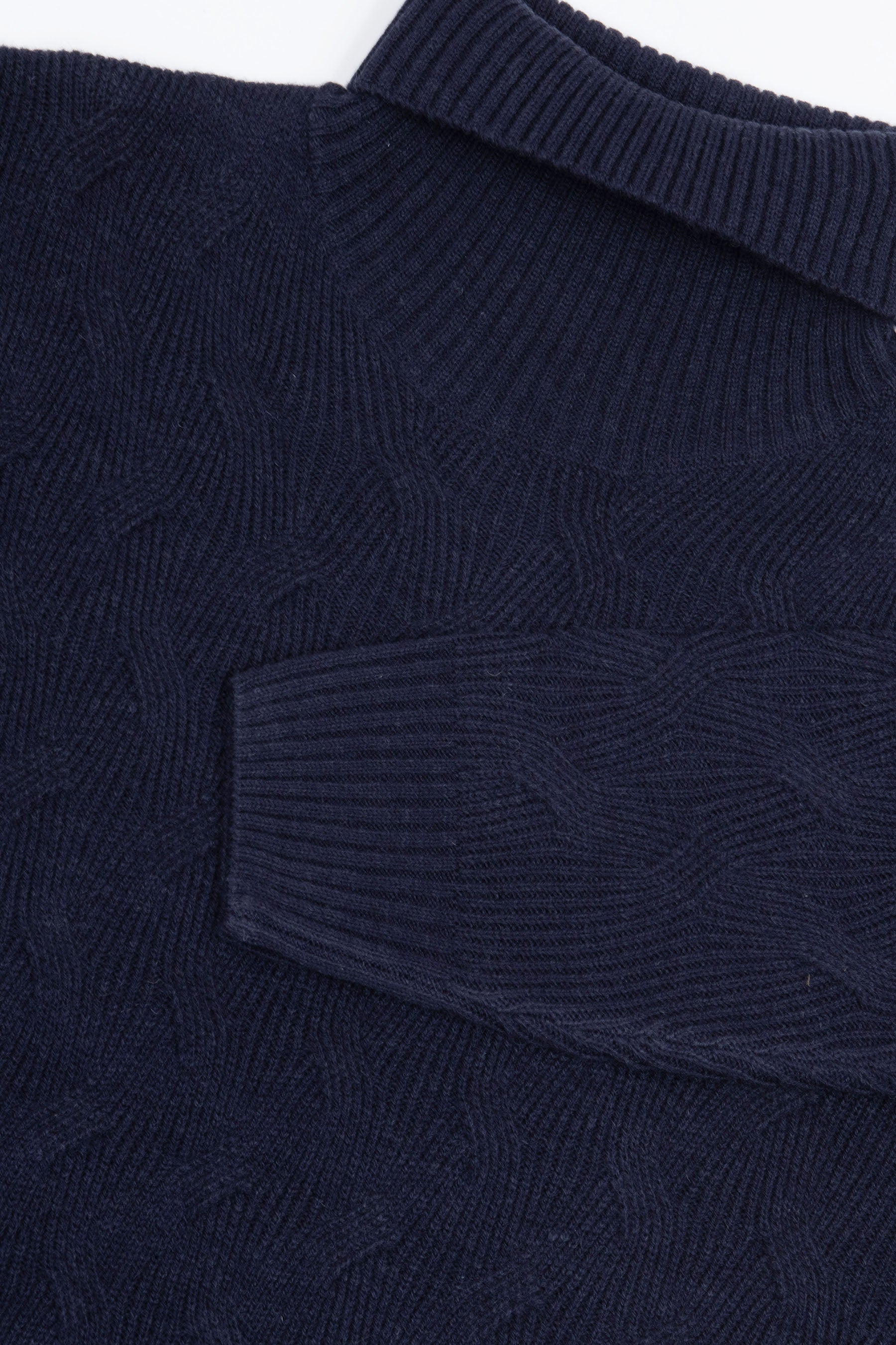 Maglia dolcevita a treccia discontinua blu-Dan John