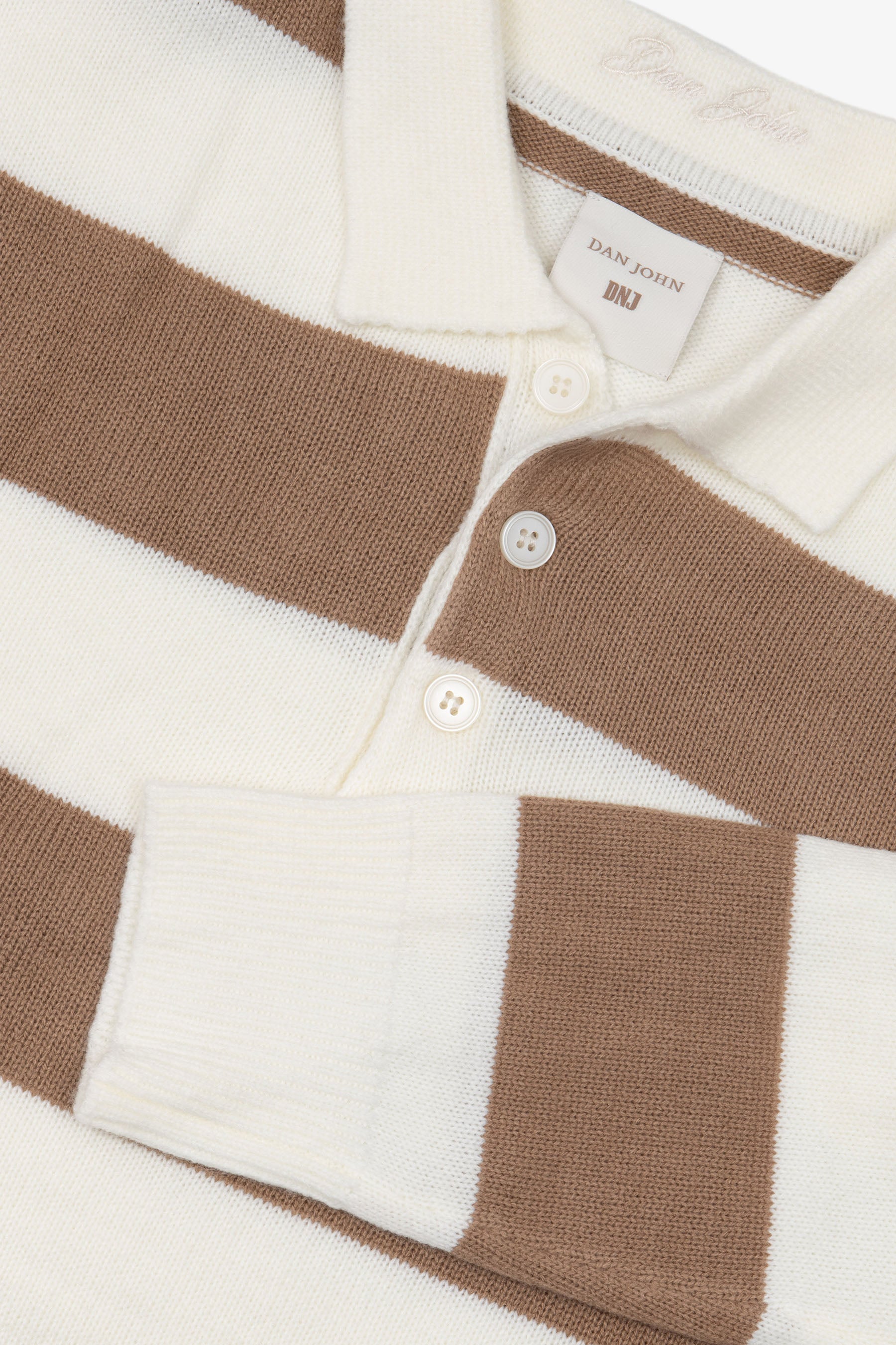 Polo in maglia rigata DNJ panna-Dan John