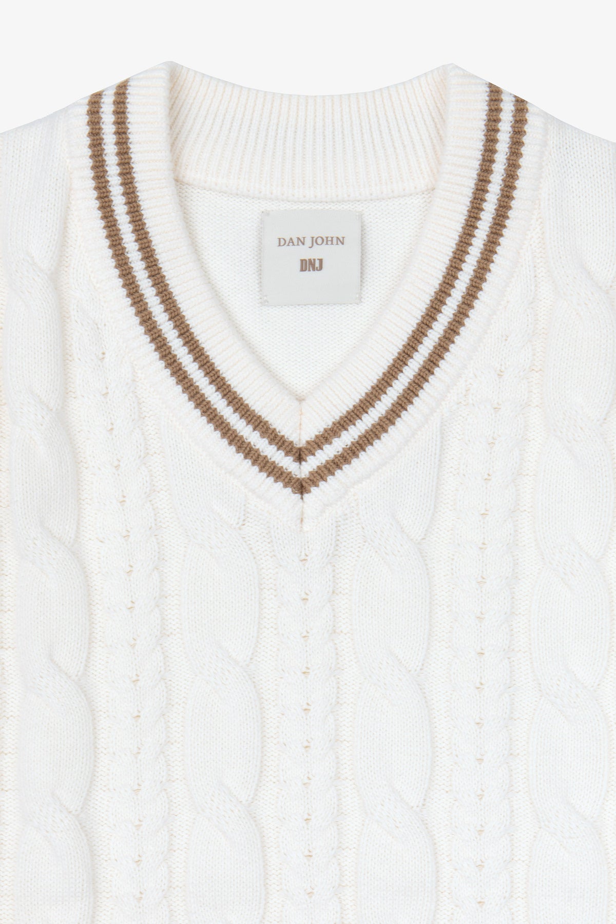 Gilet in maglia treccia DNJ panna-Dan John