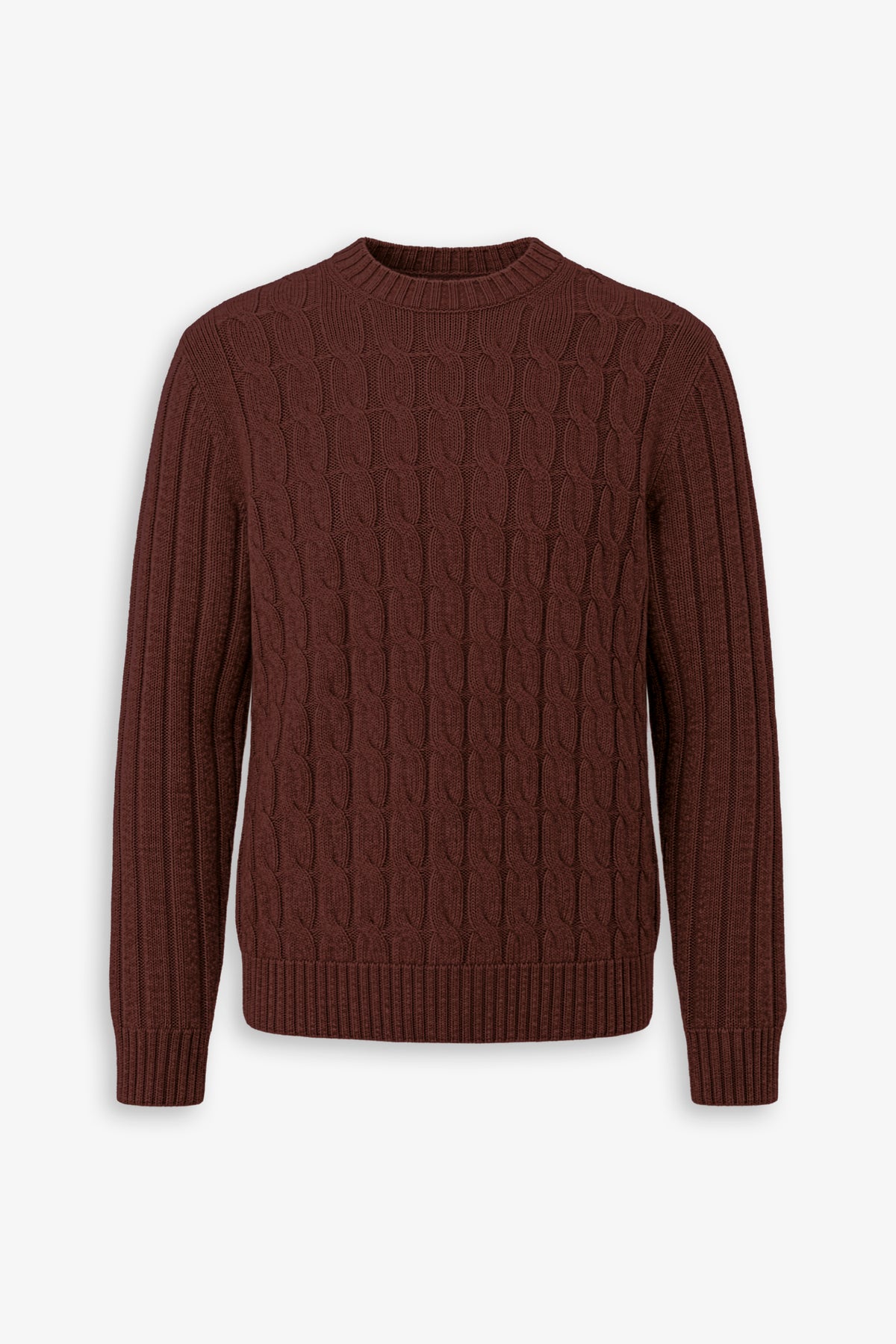 Maglia girocollo treccia bordeaux