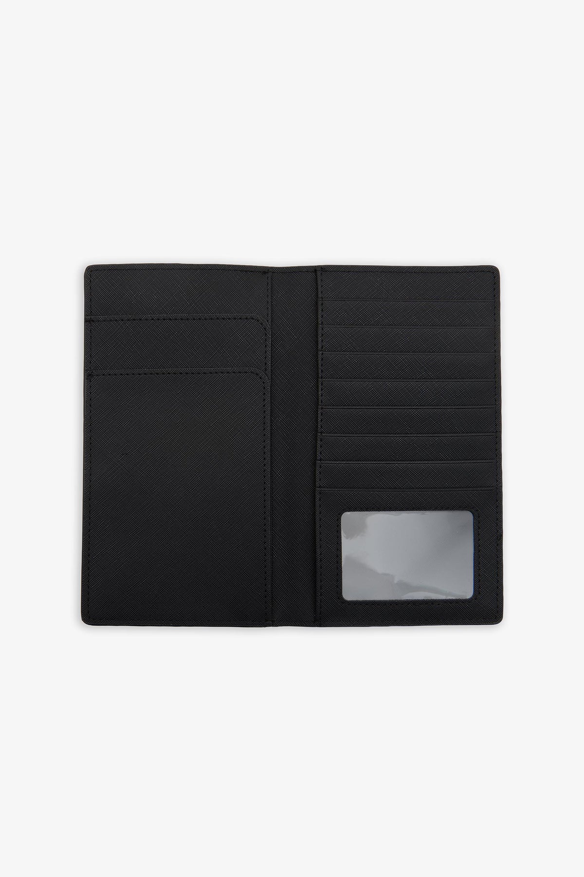 Portafoglio lungo in saffiano nero