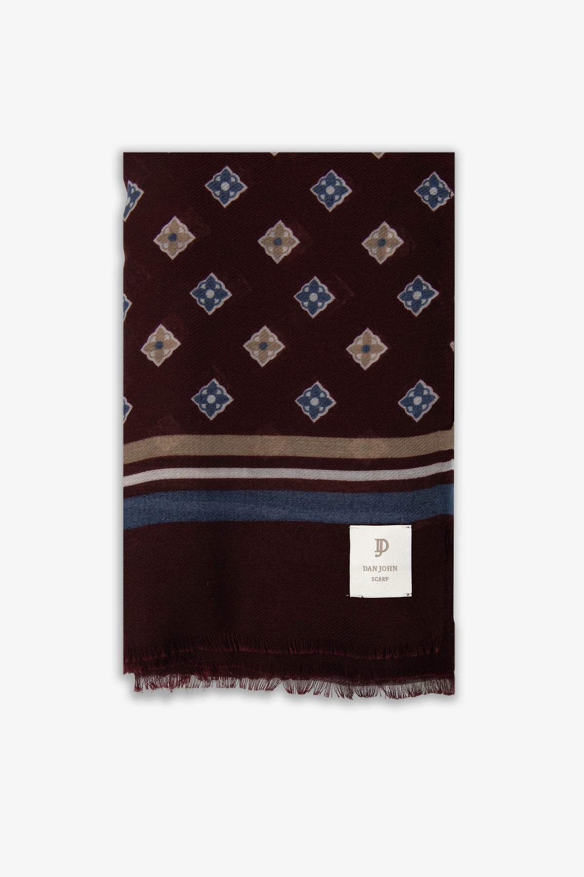 Pashmina disegno geometrico bordeaux