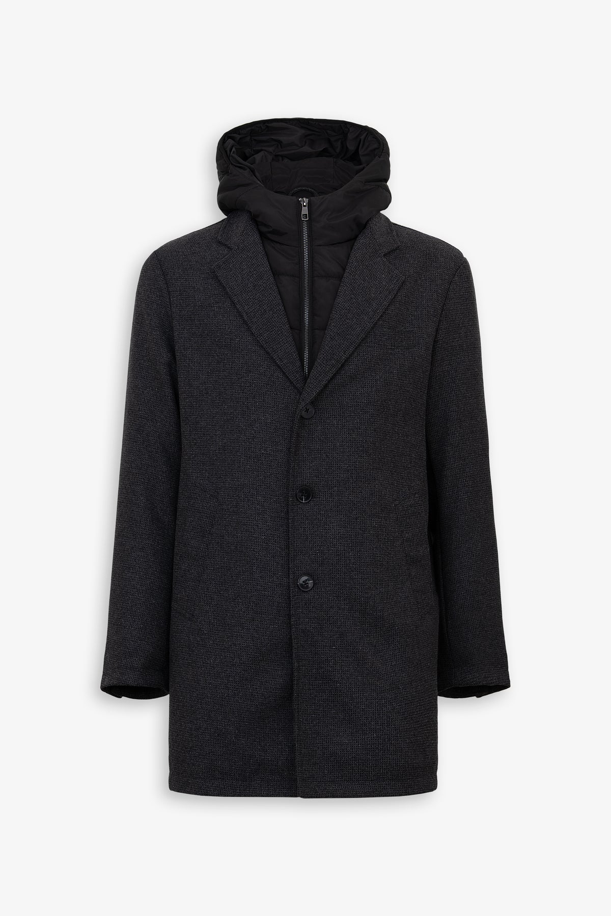 Cappotto monopetto con pettorina nero
