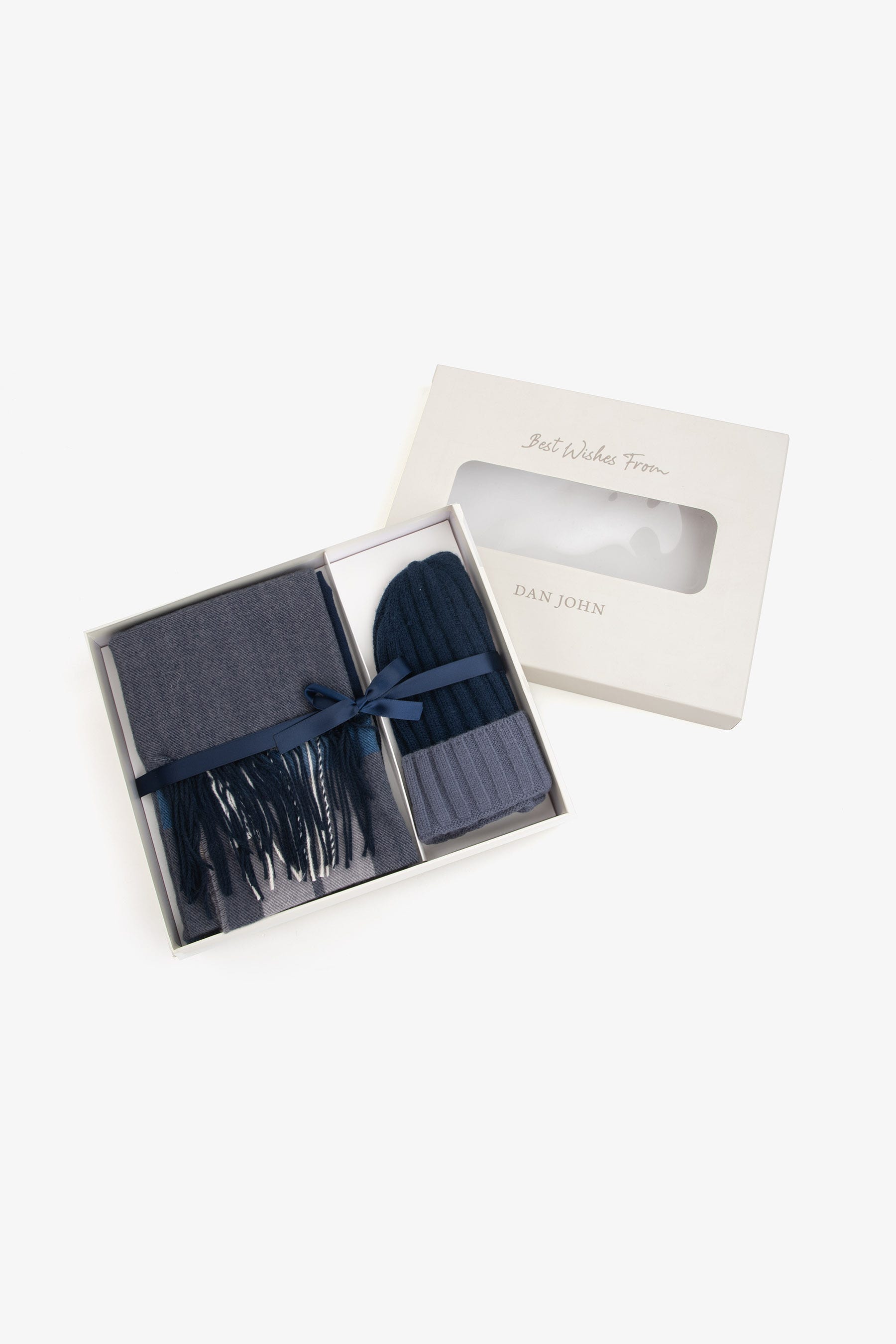 Kit sciarpa e cappello beanie bicolore blu-Dan John