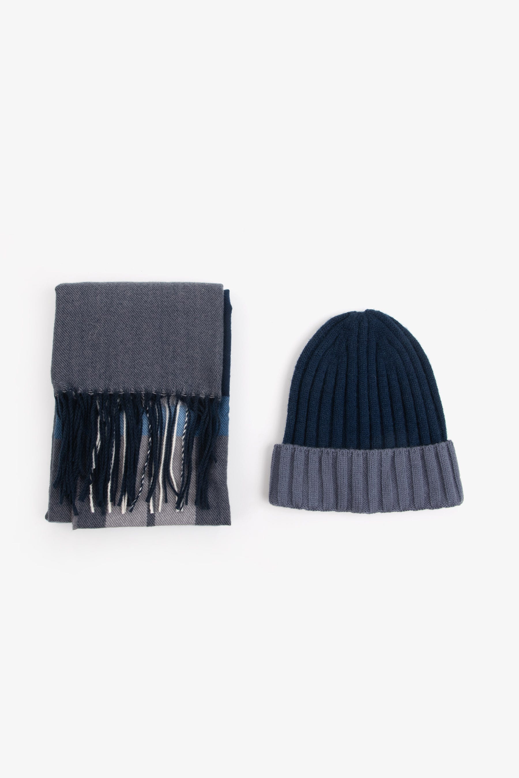 Kit sciarpa e cappello beanie bicolore blu-Dan John