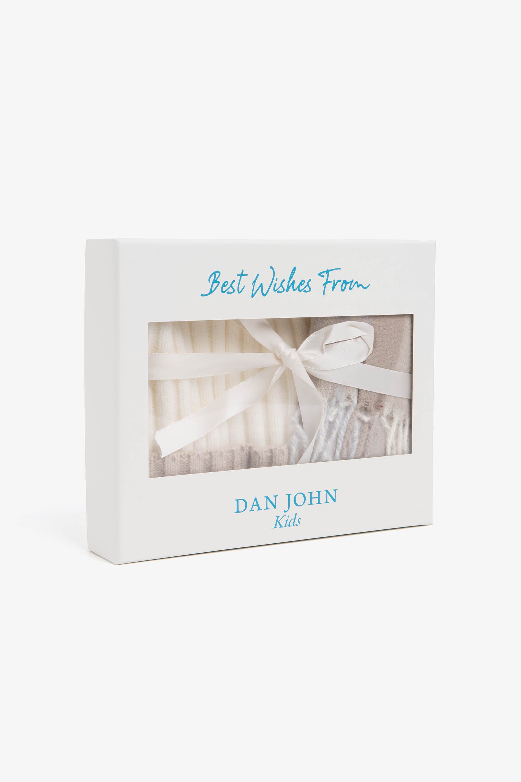 KIDS Cream two-tone scarf and beanie kit