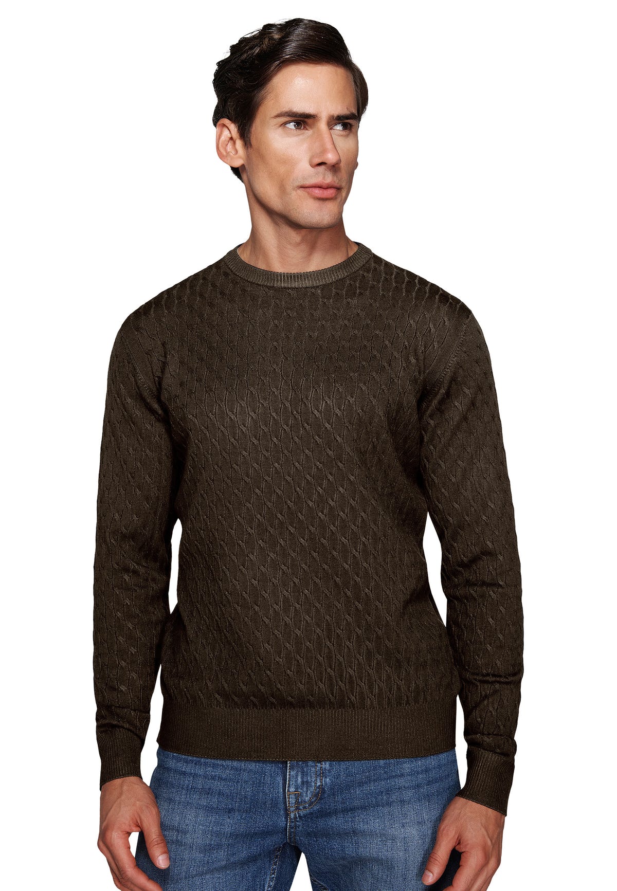 Maglia girocollo treccia moro