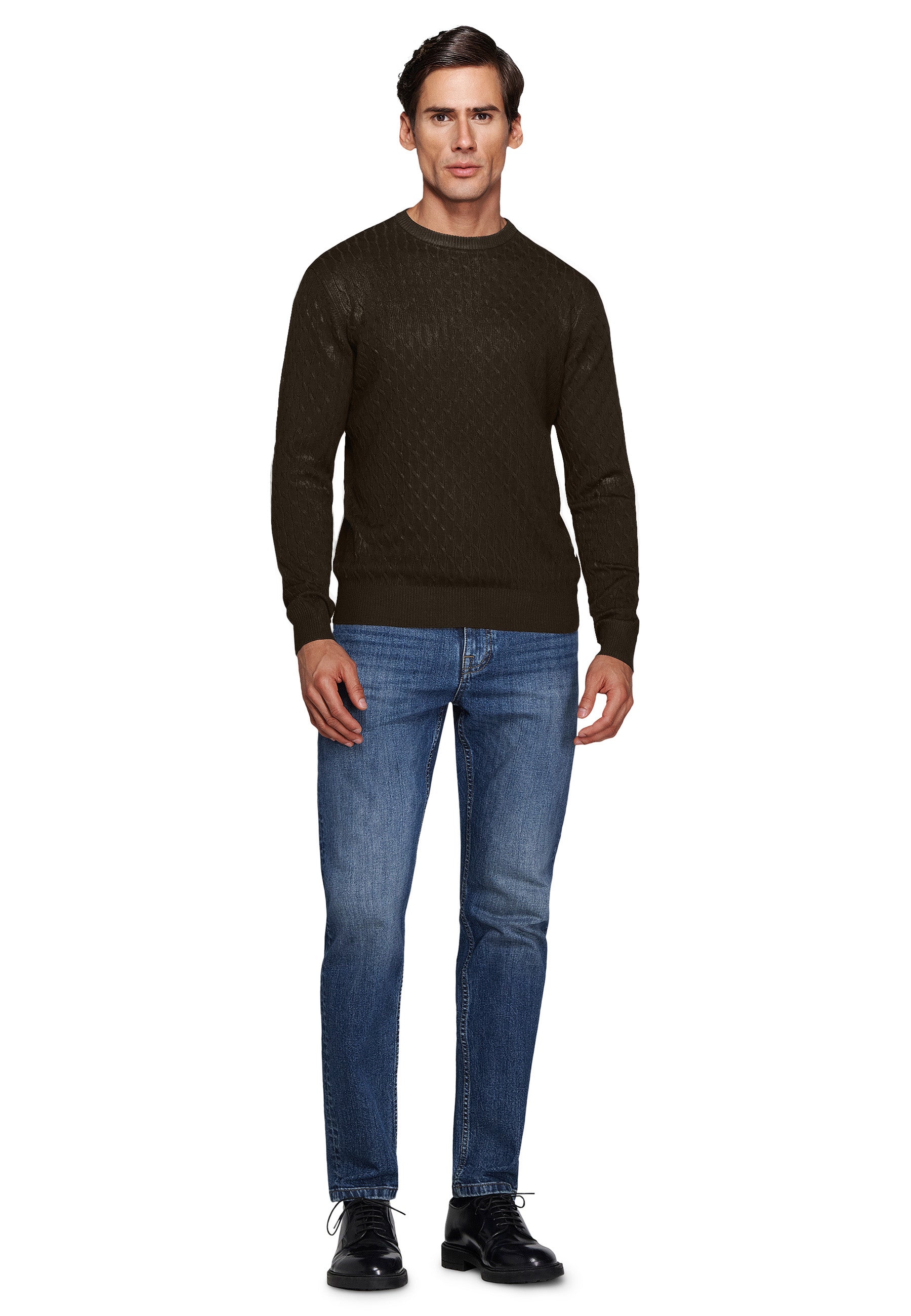 Maglia girocollo treccia moro