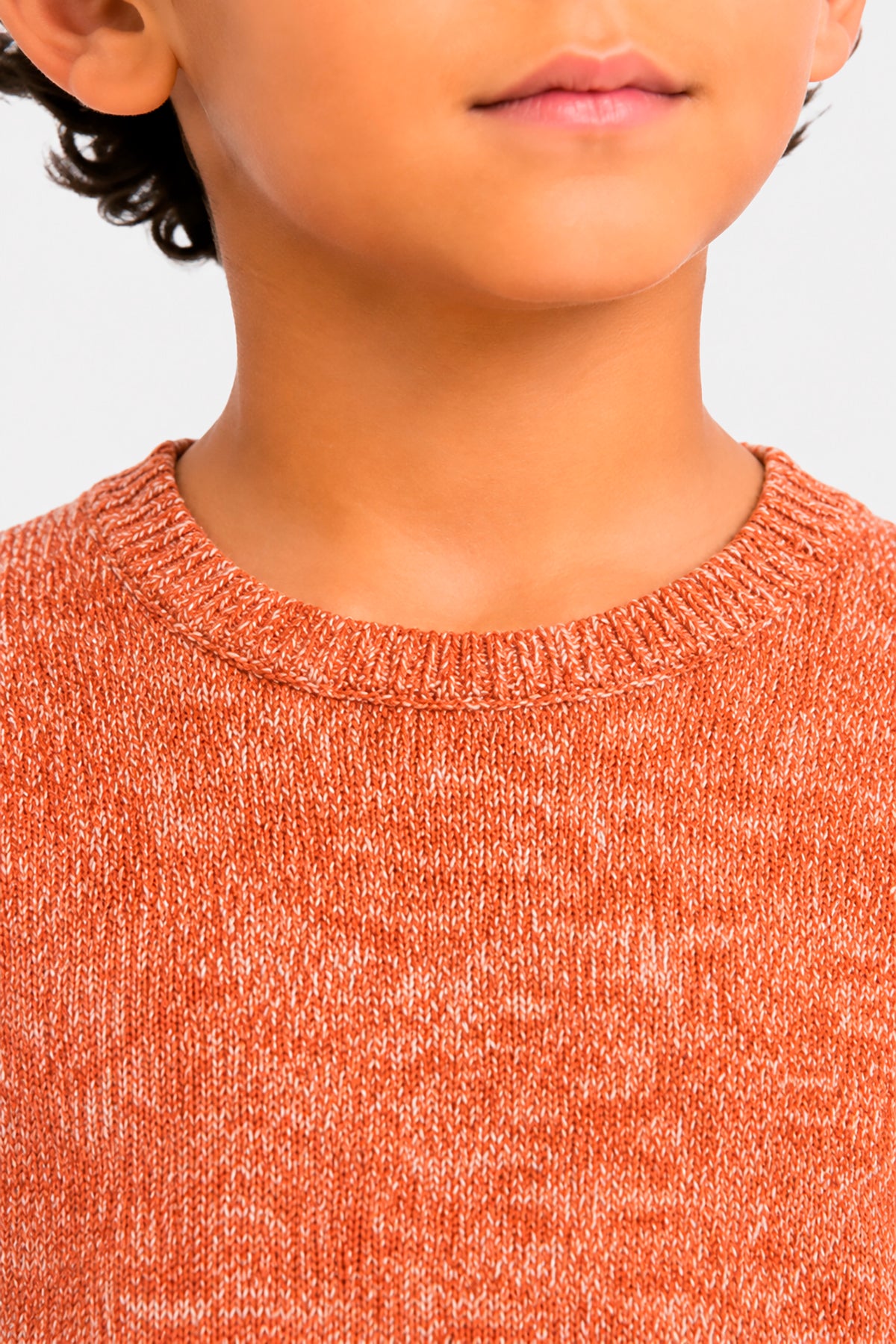 KIDS Orange mouliné crewneck sweater