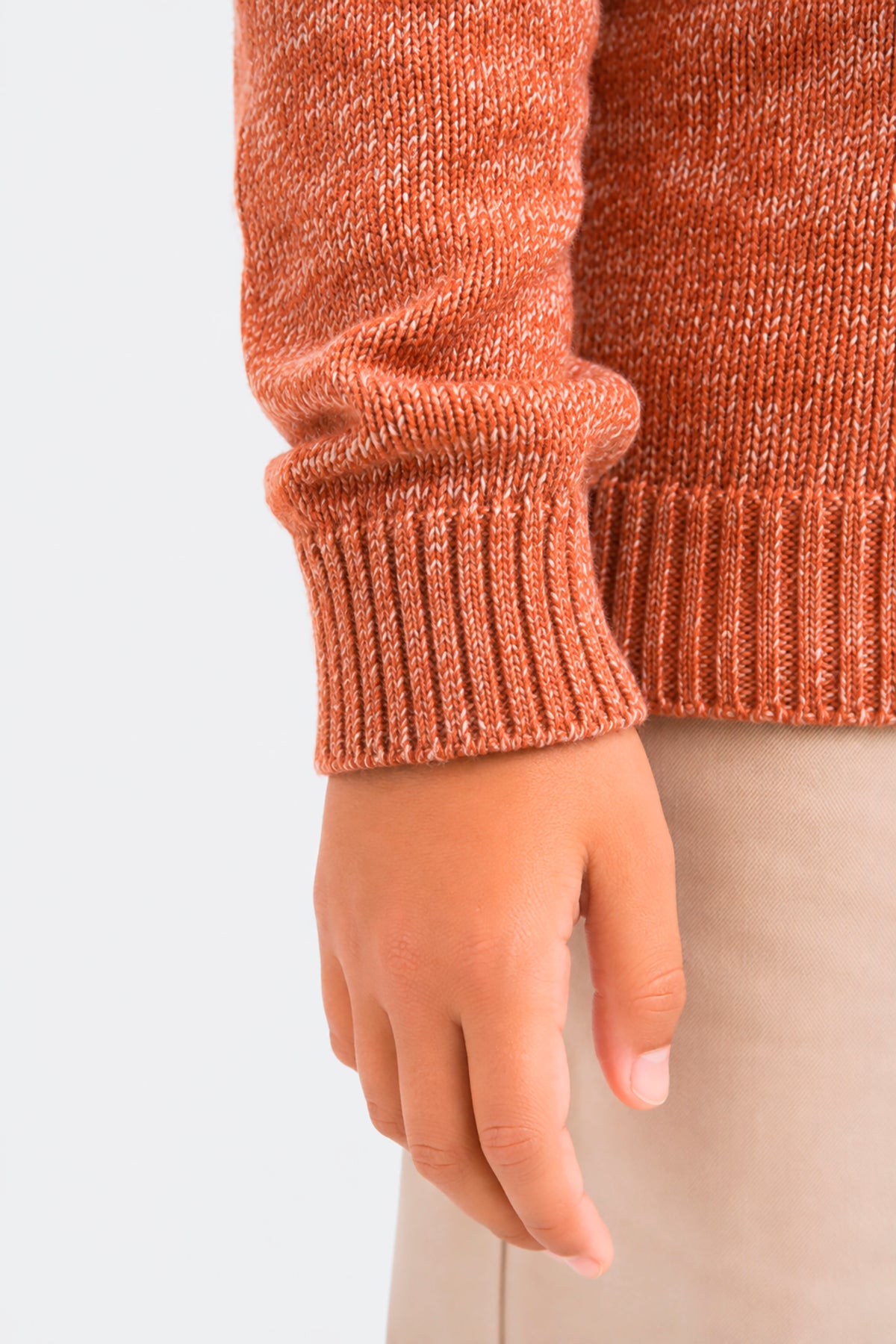 KIDS Orange mouliné crewneck sweater