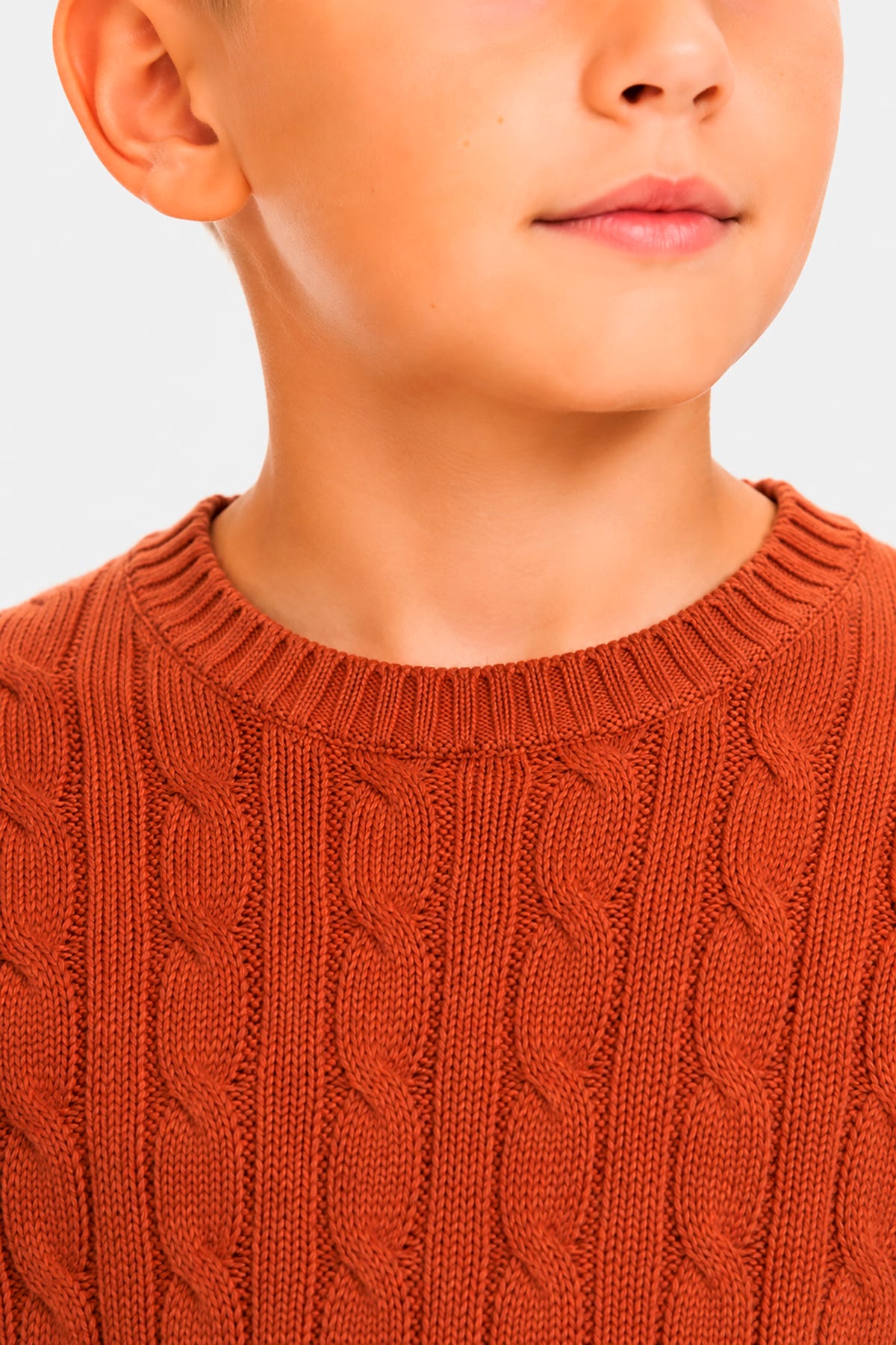 KIDS Orange braided crewneck sweater