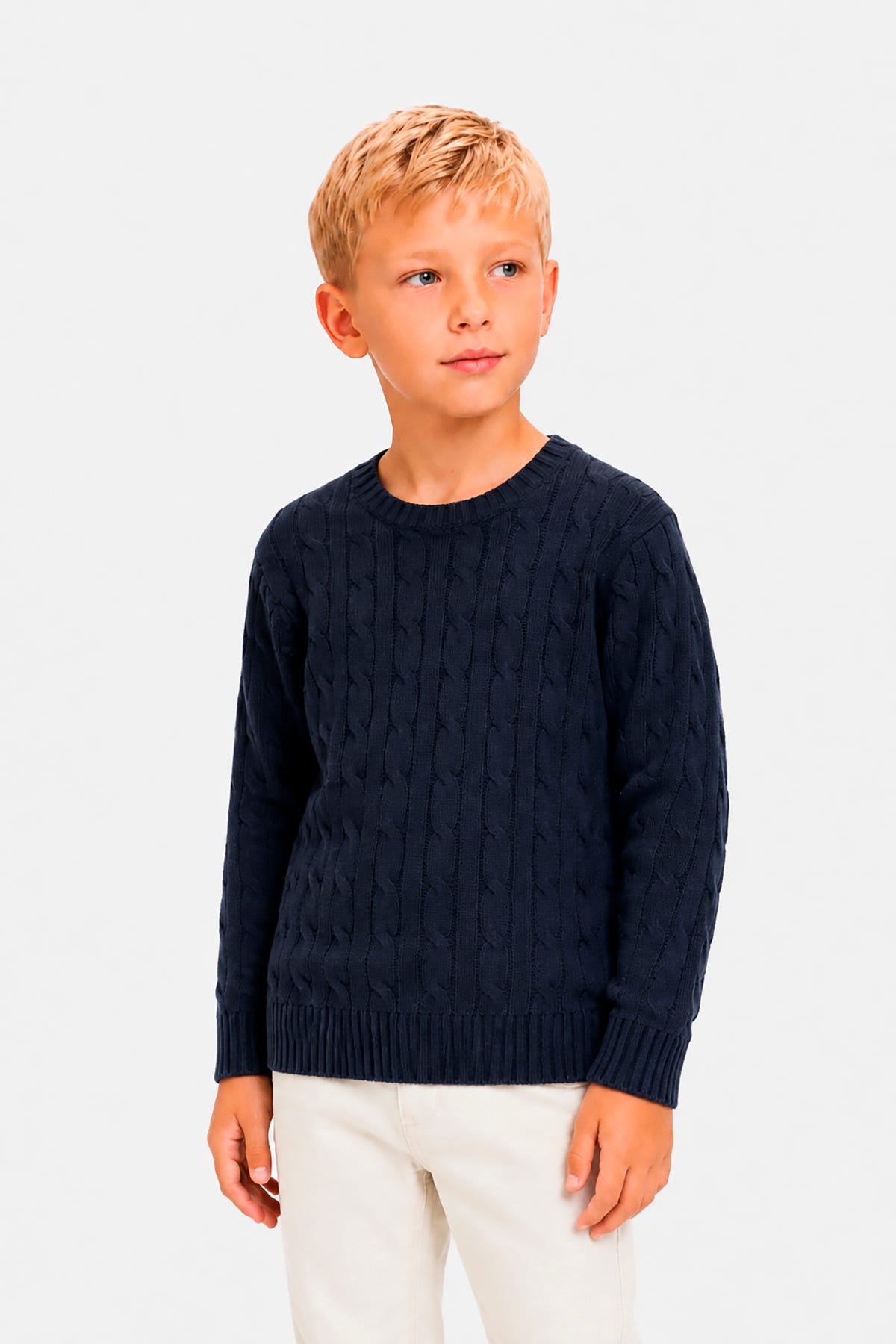 KIDS Blue braided crewneck sweater