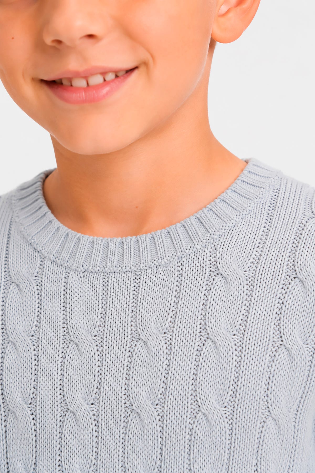 KIDS Light blue braided crewneck sweater