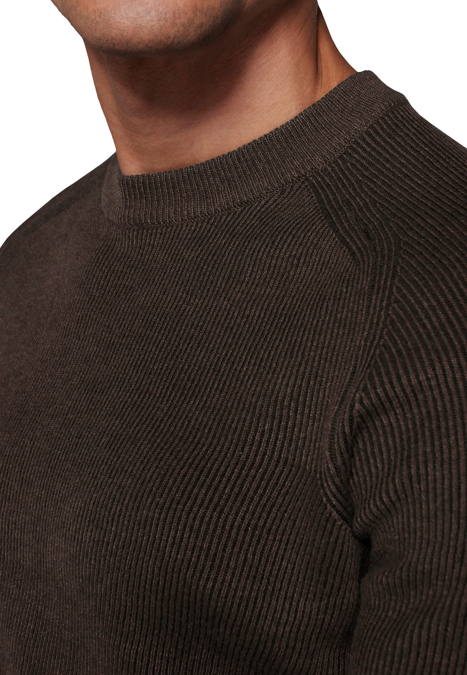 Dark brown vanisé ribbed crewneck sweater