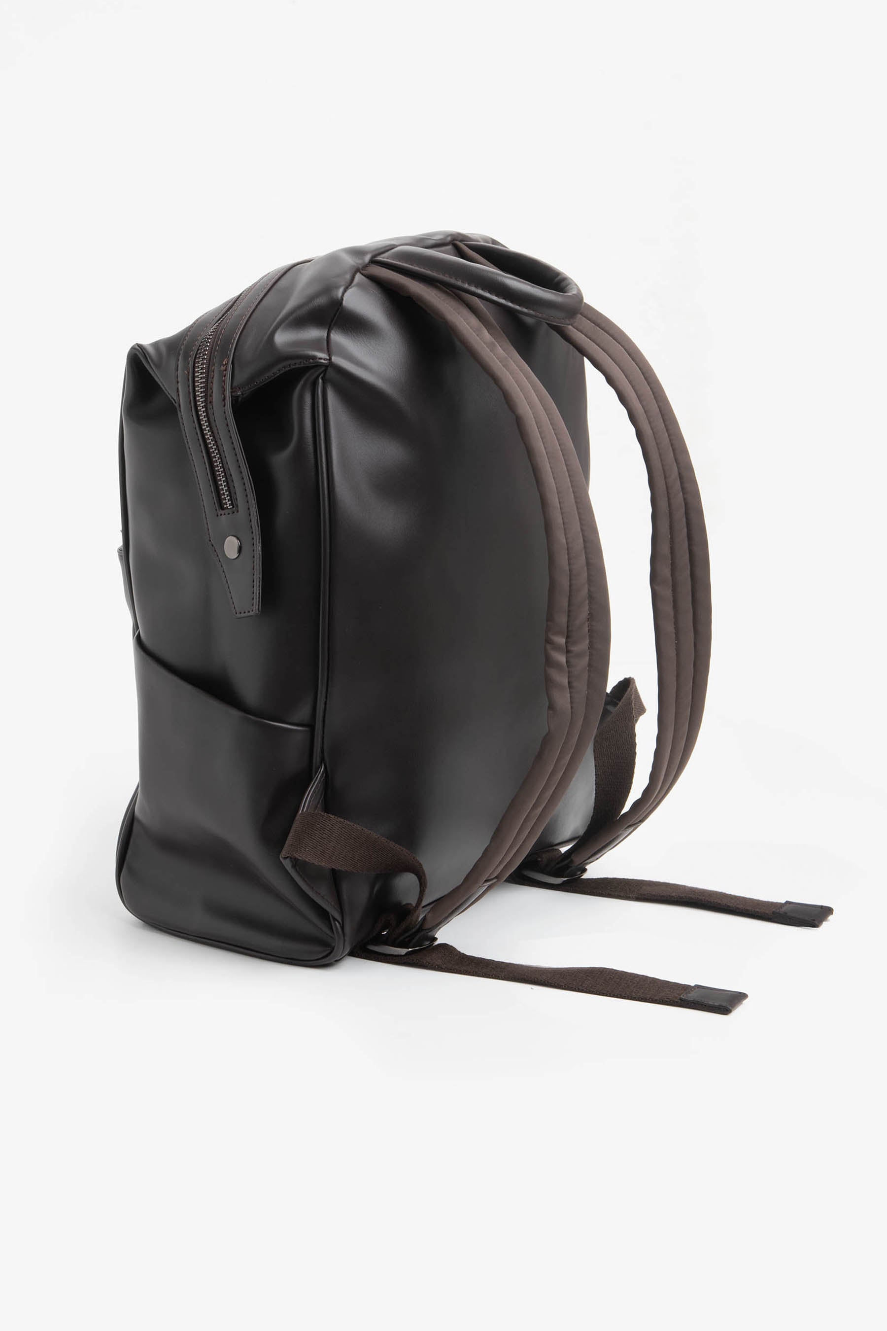 Dark brown leatherette backpack