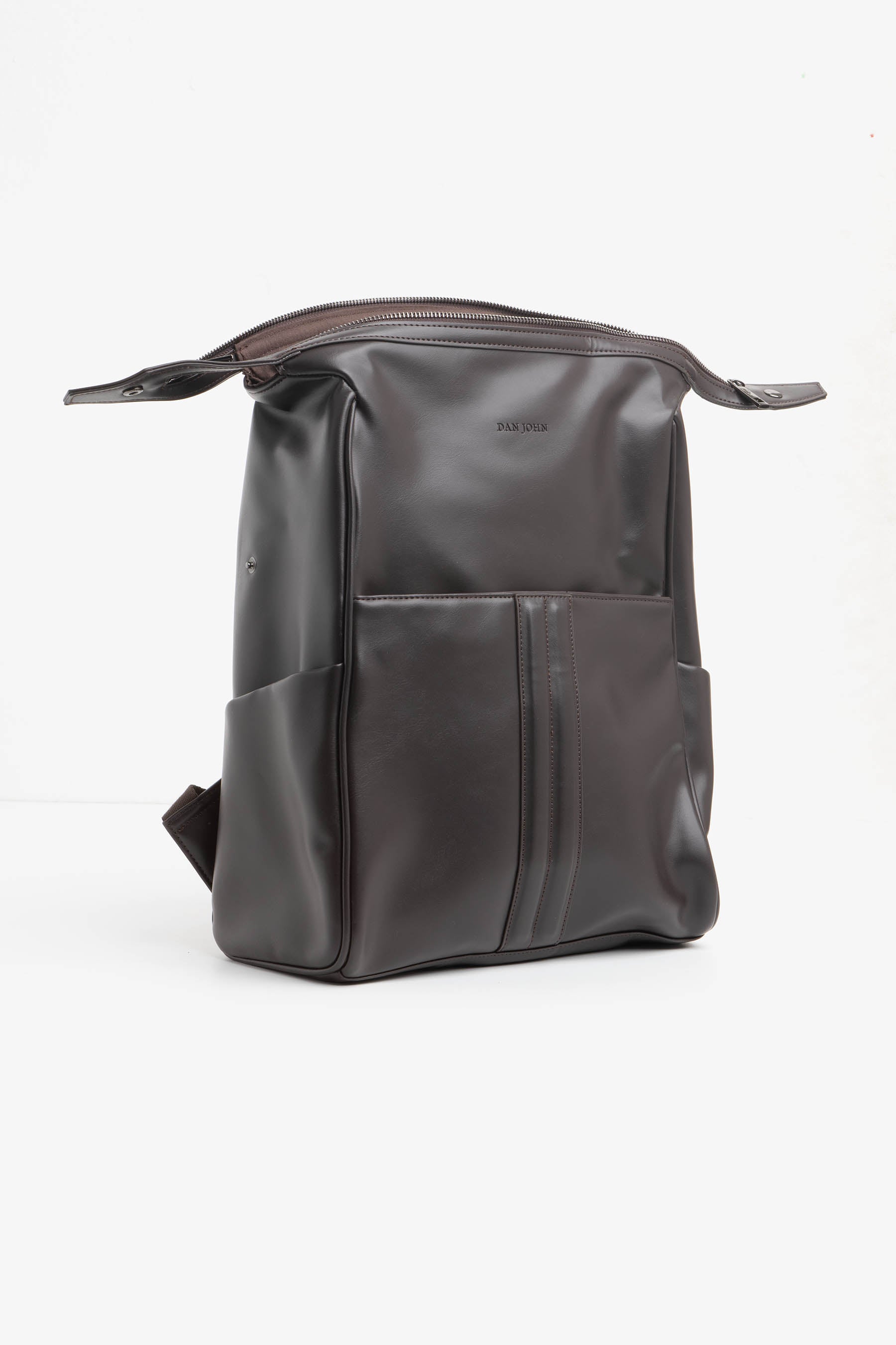 Dark brown leatherette backpack