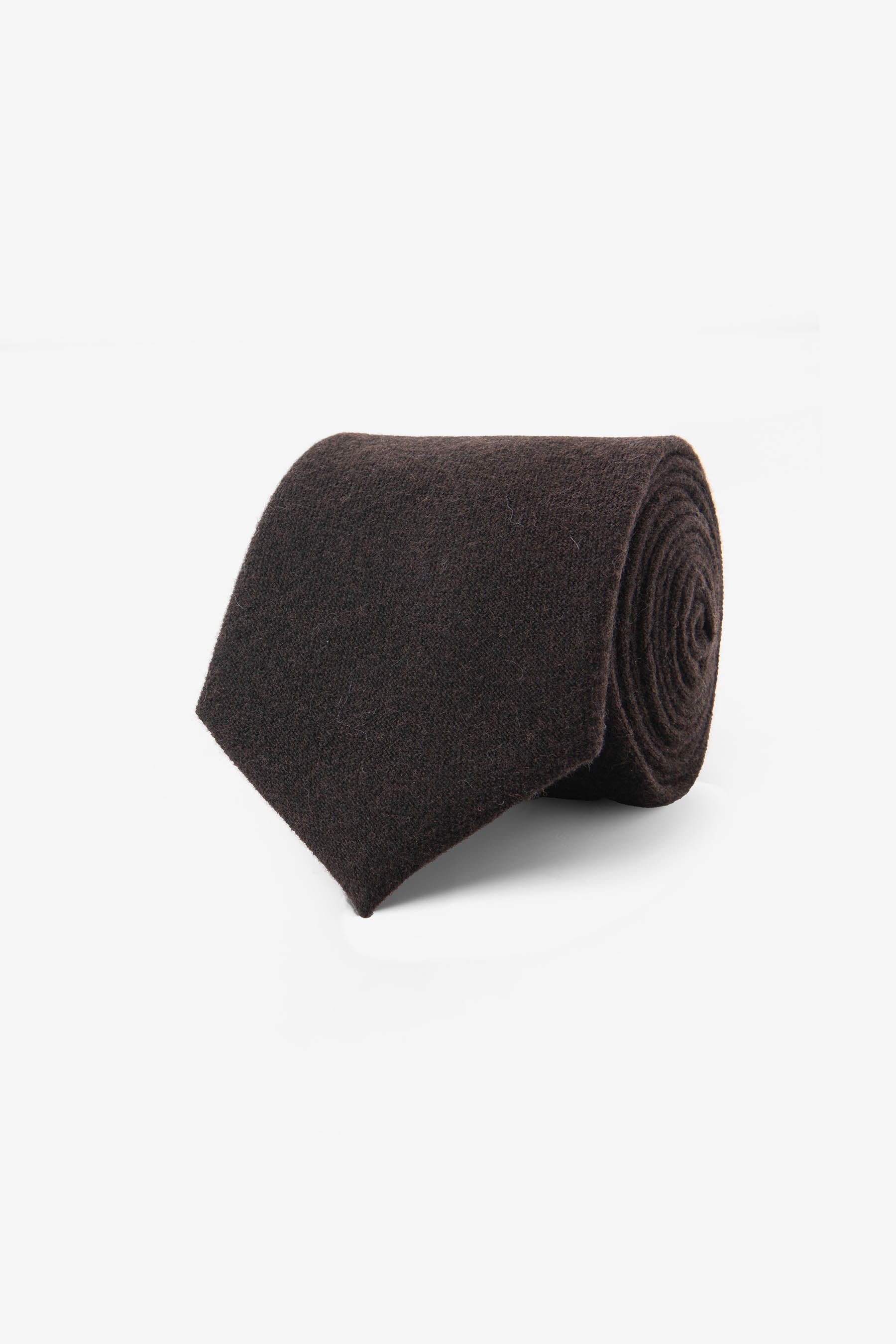 Dark brown flannel effect tie