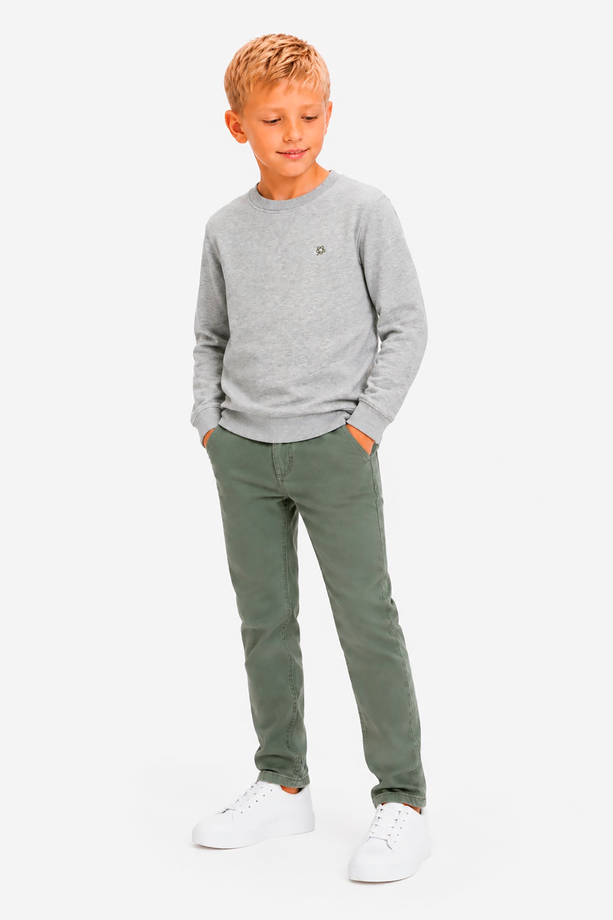 Felpa girocollo basic grigio chiaro Kids