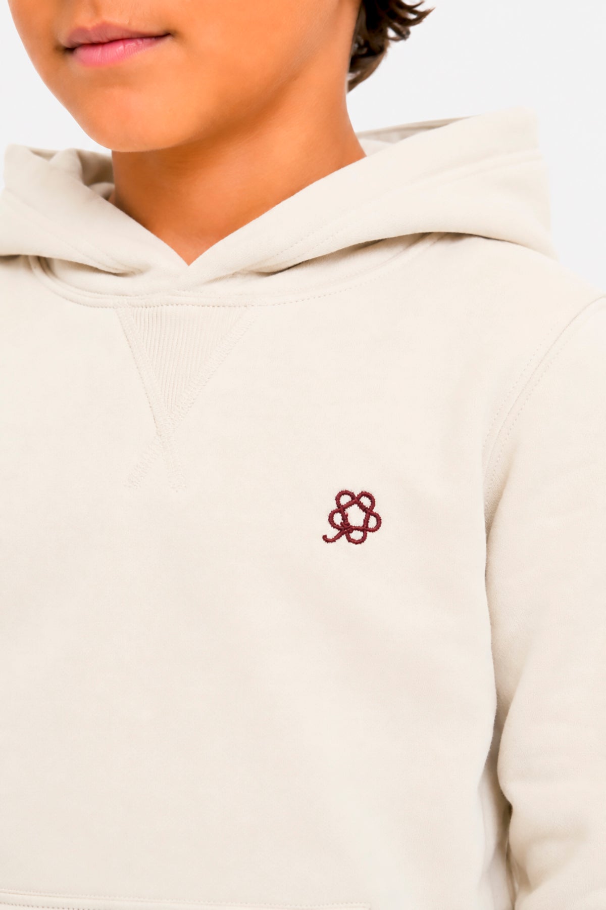 Felpa con cappuccio basic panna Kids