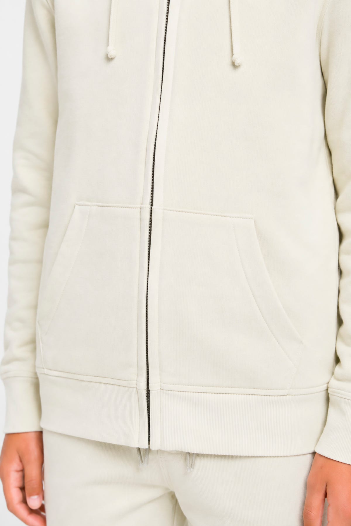 Felpa full zip bimaterica panna Kids