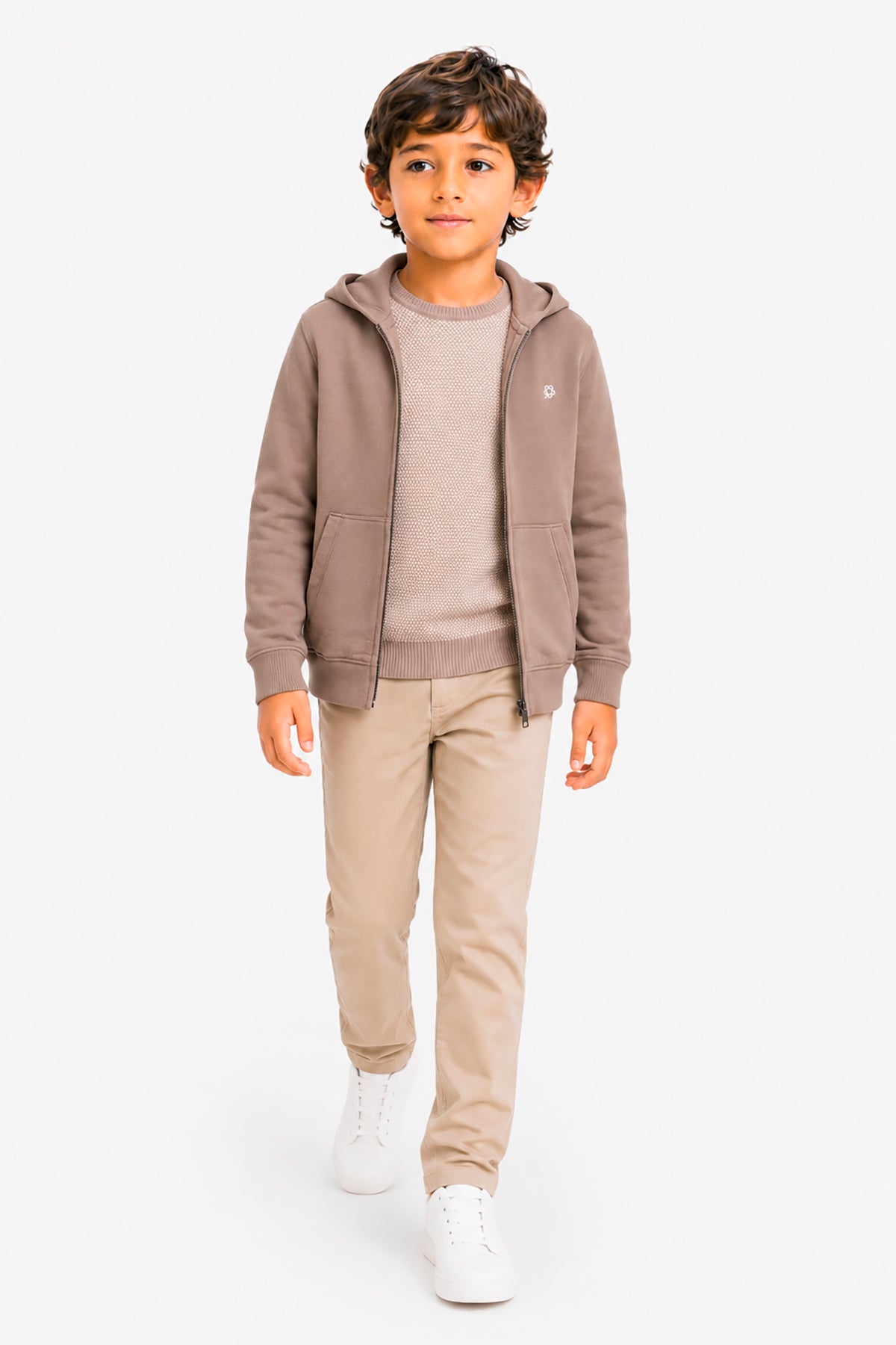 Felpa full zip basic tortora Kids