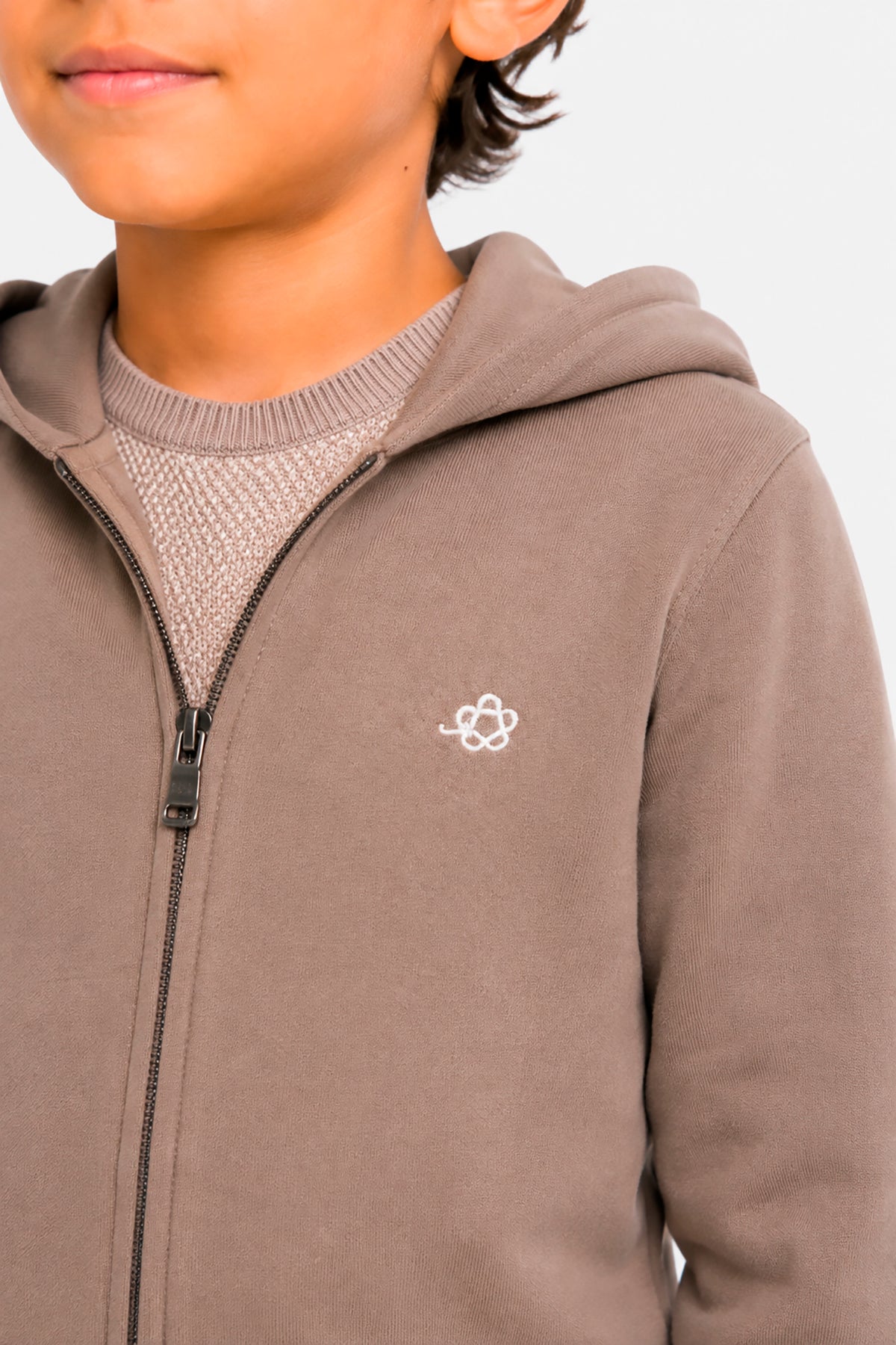 Felpa full zip basic tortora Kids