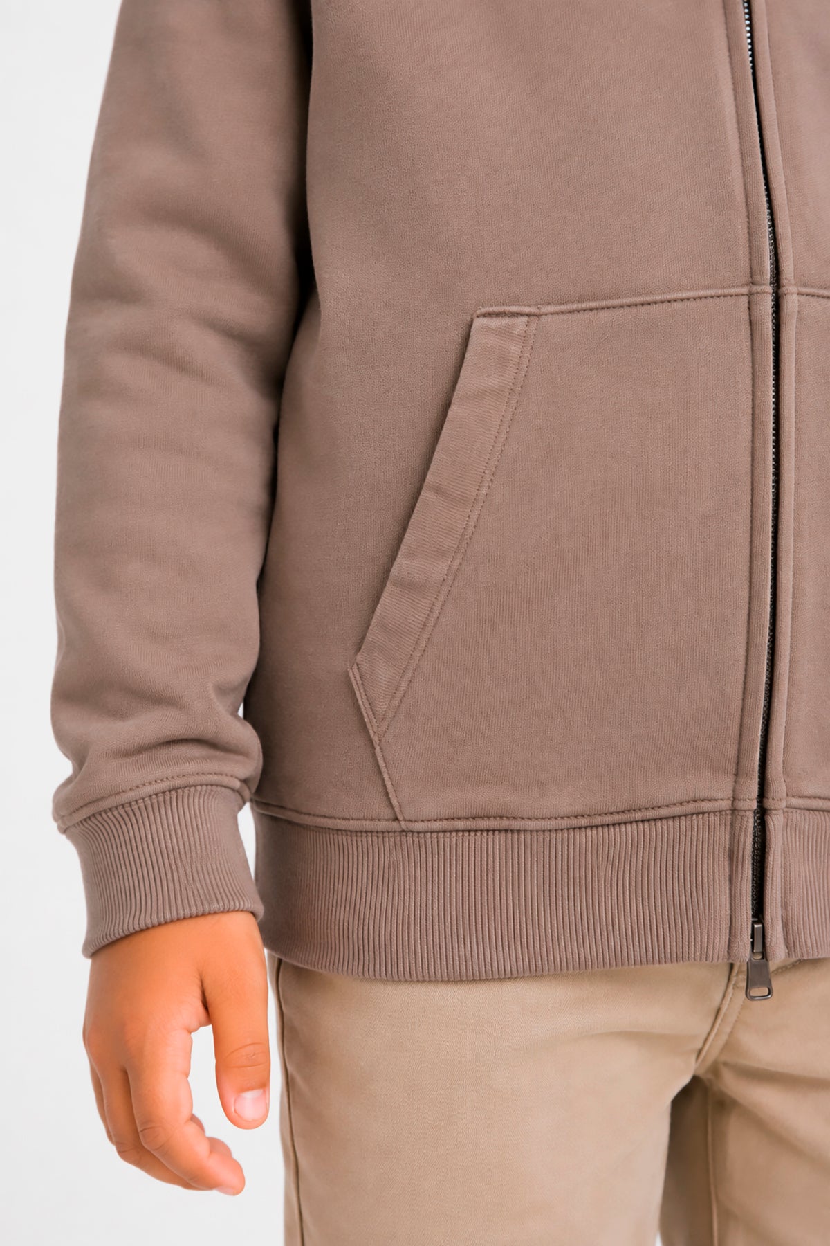 Felpa full zip basic tortora Kids