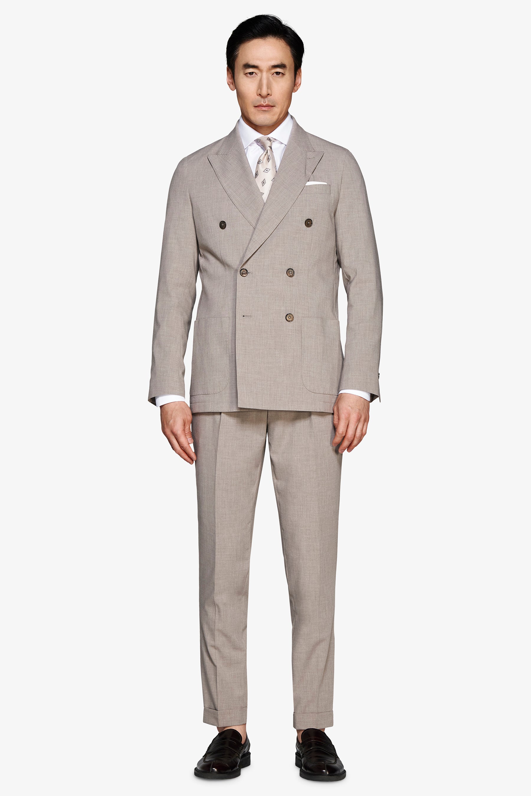 CHAQUETA MODULAR CRUZADA DE LONA MELANGE GRIS TORTOLA