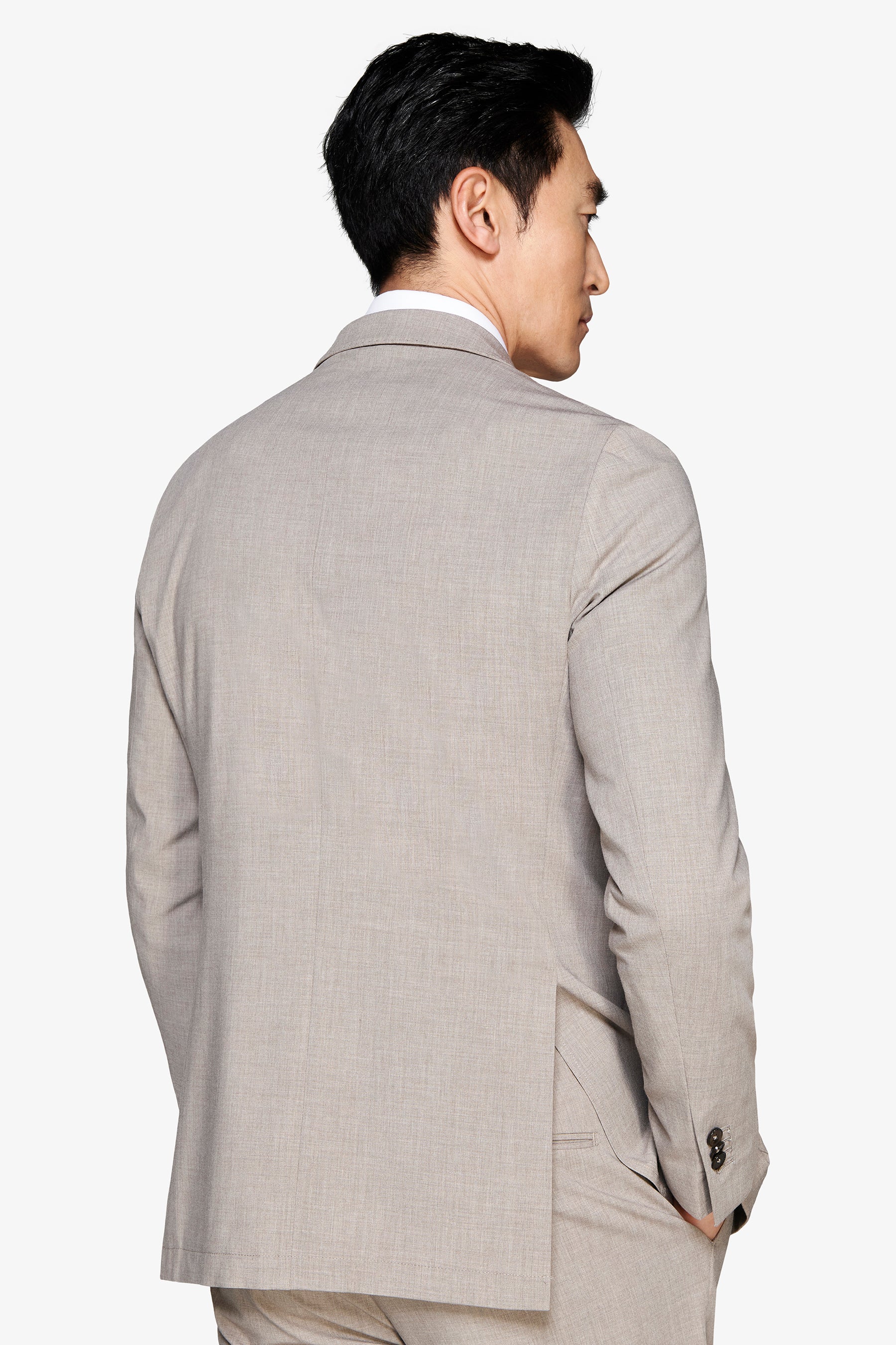 CHAQUETA MODULAR CRUZADA DE LONA MELANGE GRIS TORTOLA