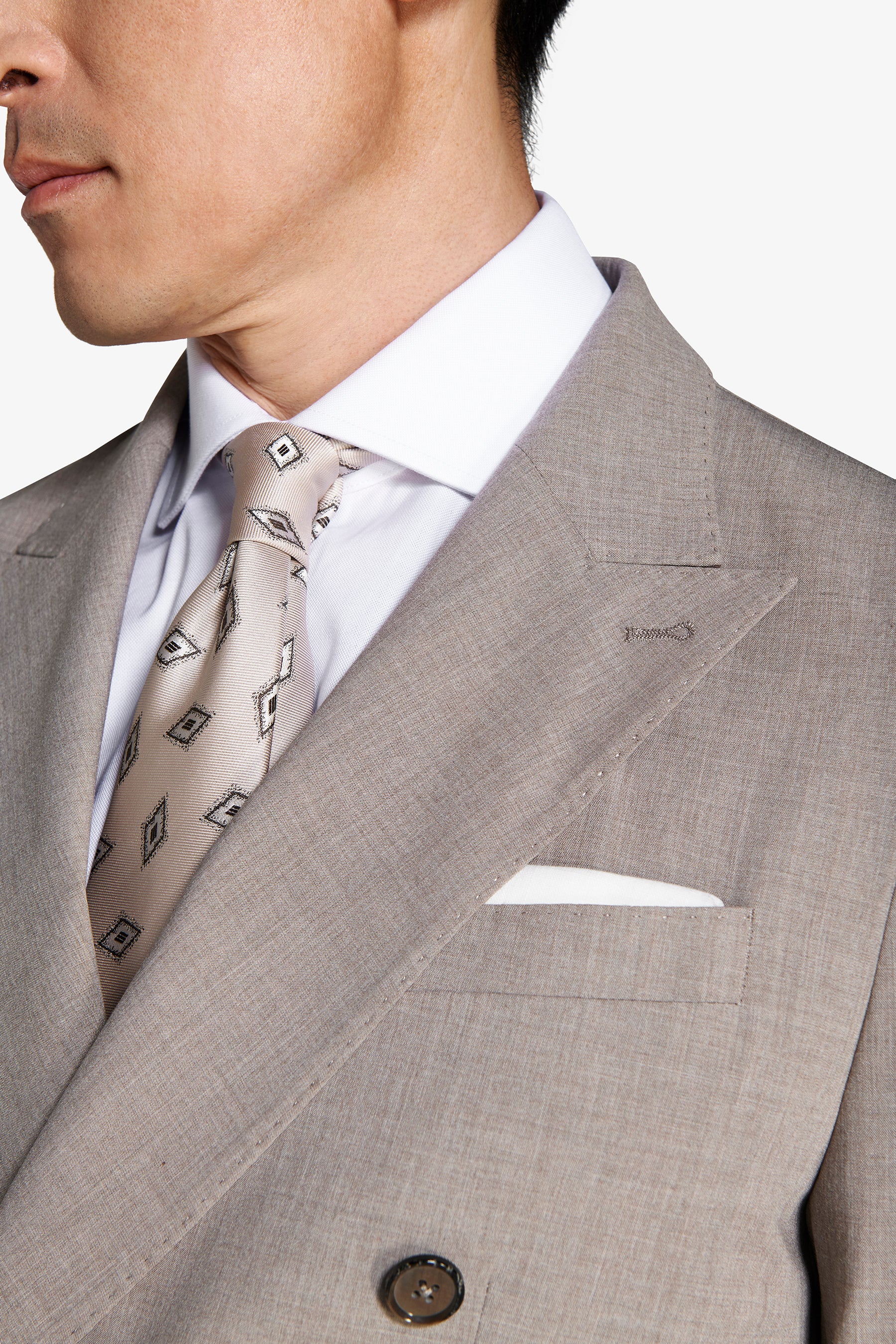 CHAQUETA MODULAR CRUZADA DE LONA MELANGE GRIS TORTOLA