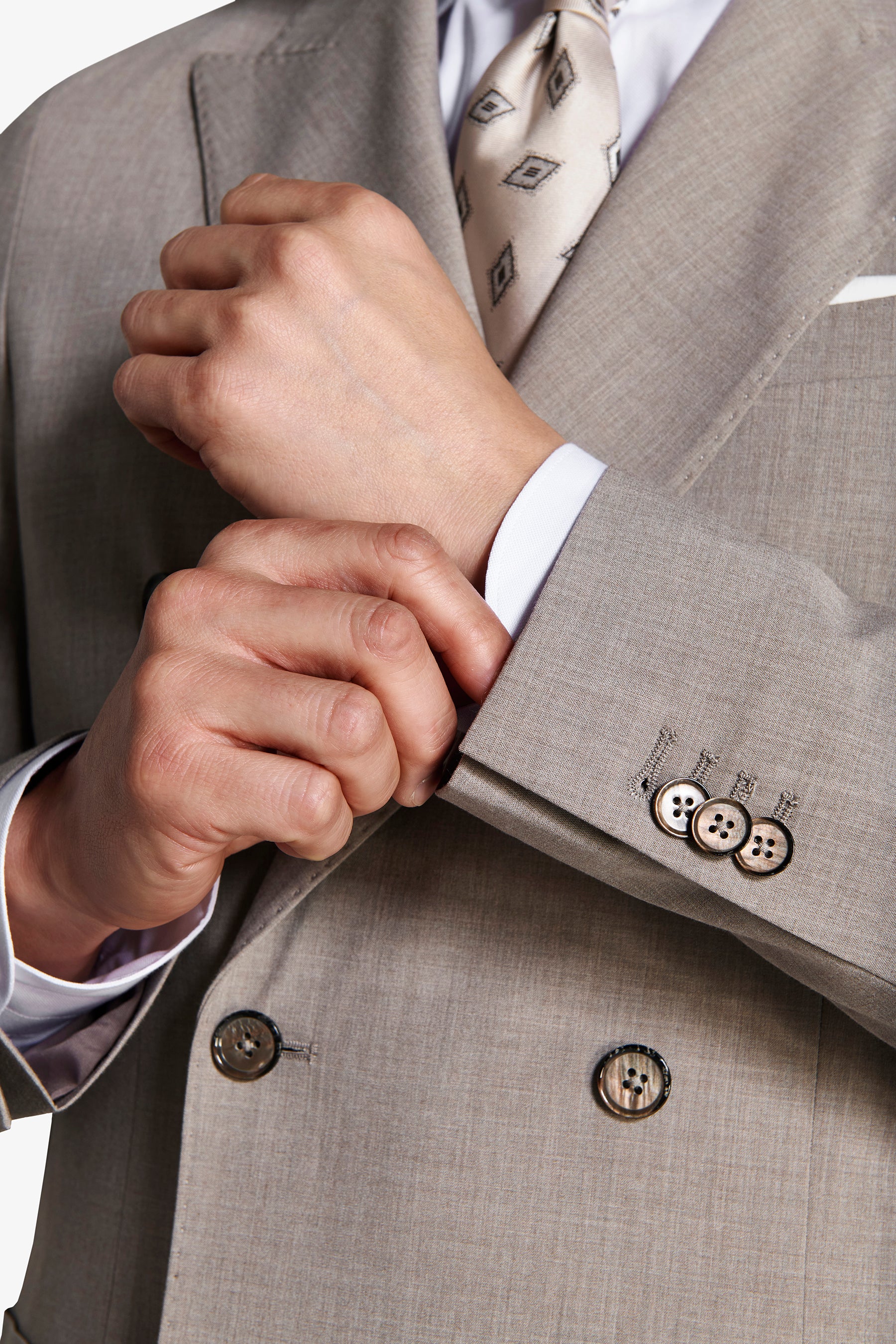 CHAQUETA MODULAR CRUZADA DE LONA MELANGE GRIS TORTOLA