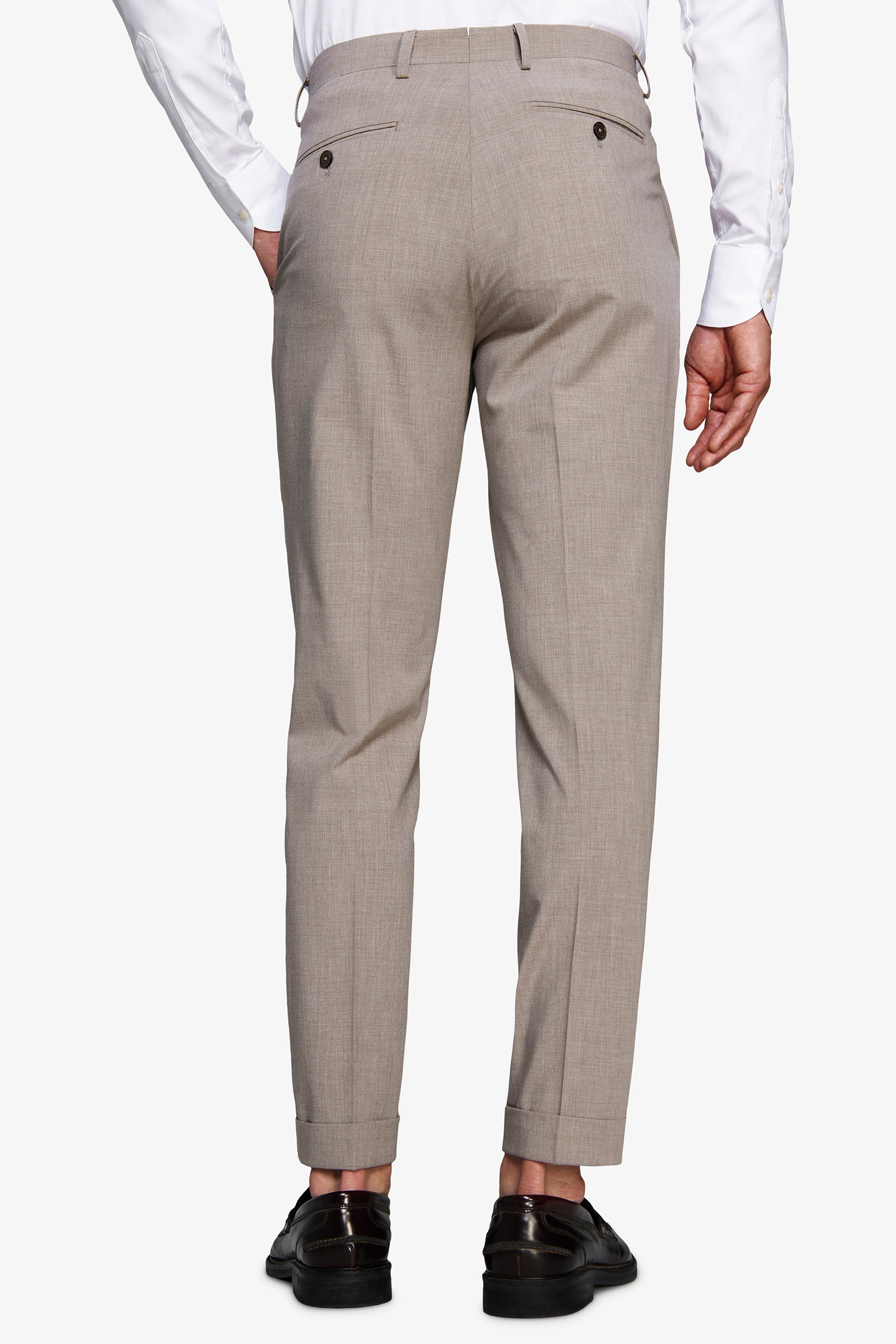 Hose aus meliertem Canvas in Taupe