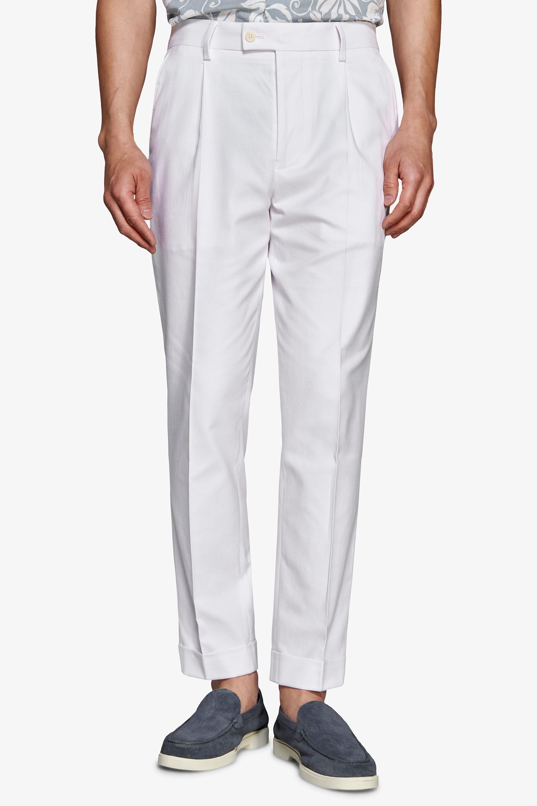 White straight trousers