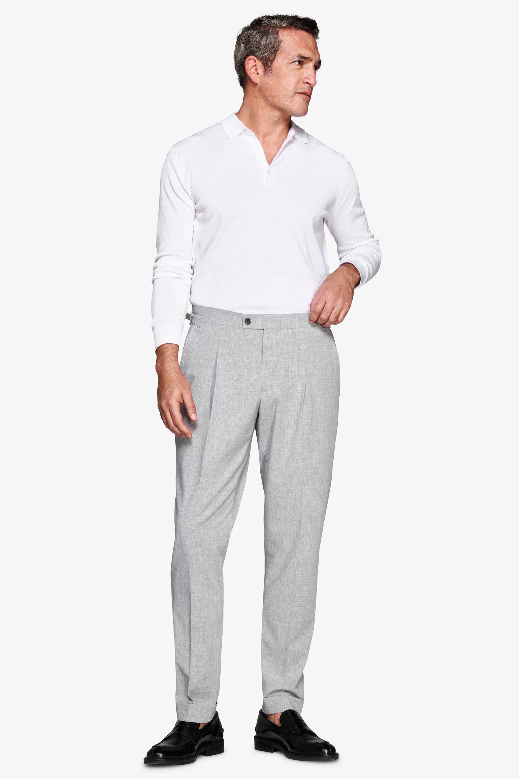 Poloshirt aus Strick mit Knöpfen in Off White