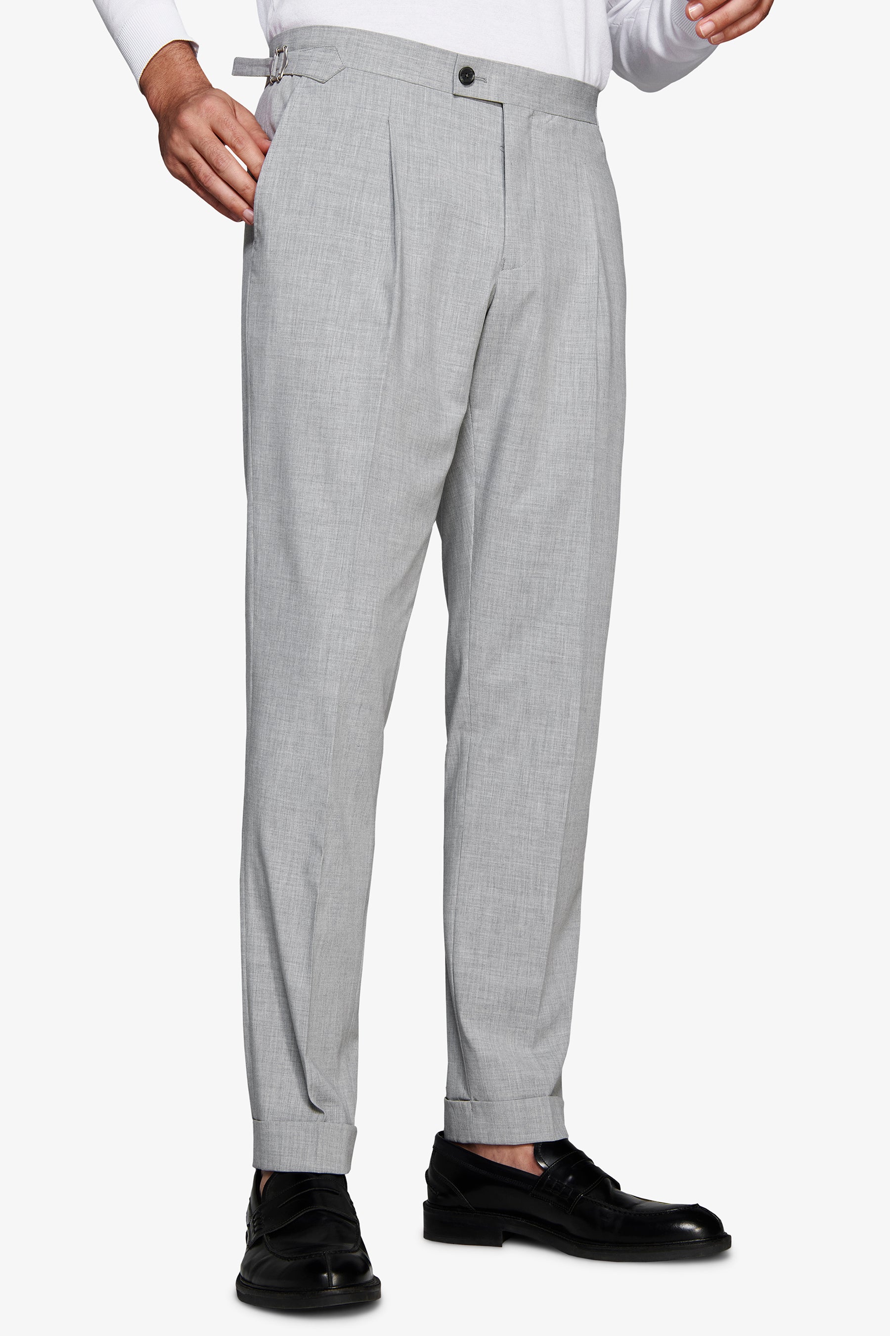 Pantaloni tela melange grigi-Dan John