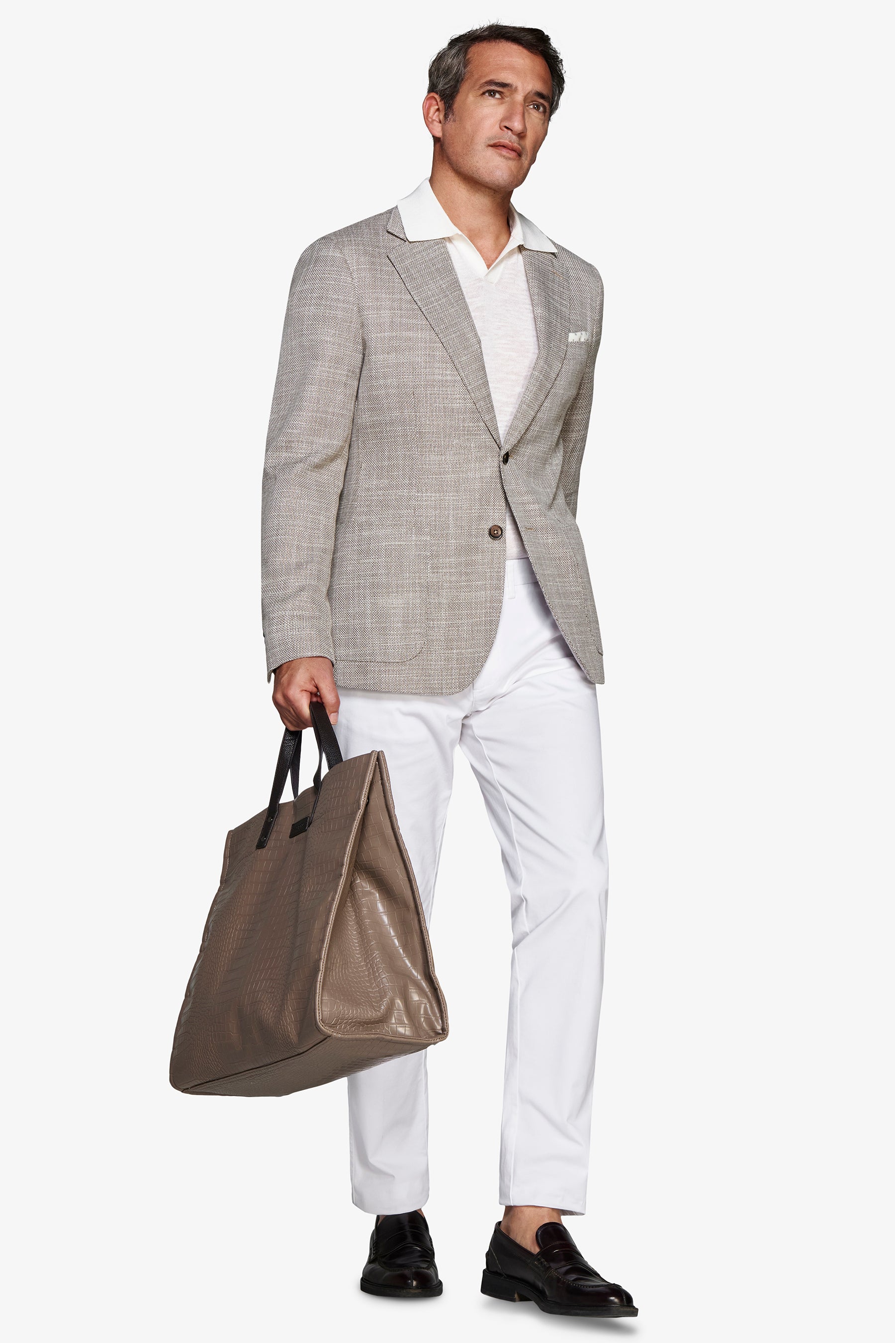 Giacca misto lino armaturata tortora