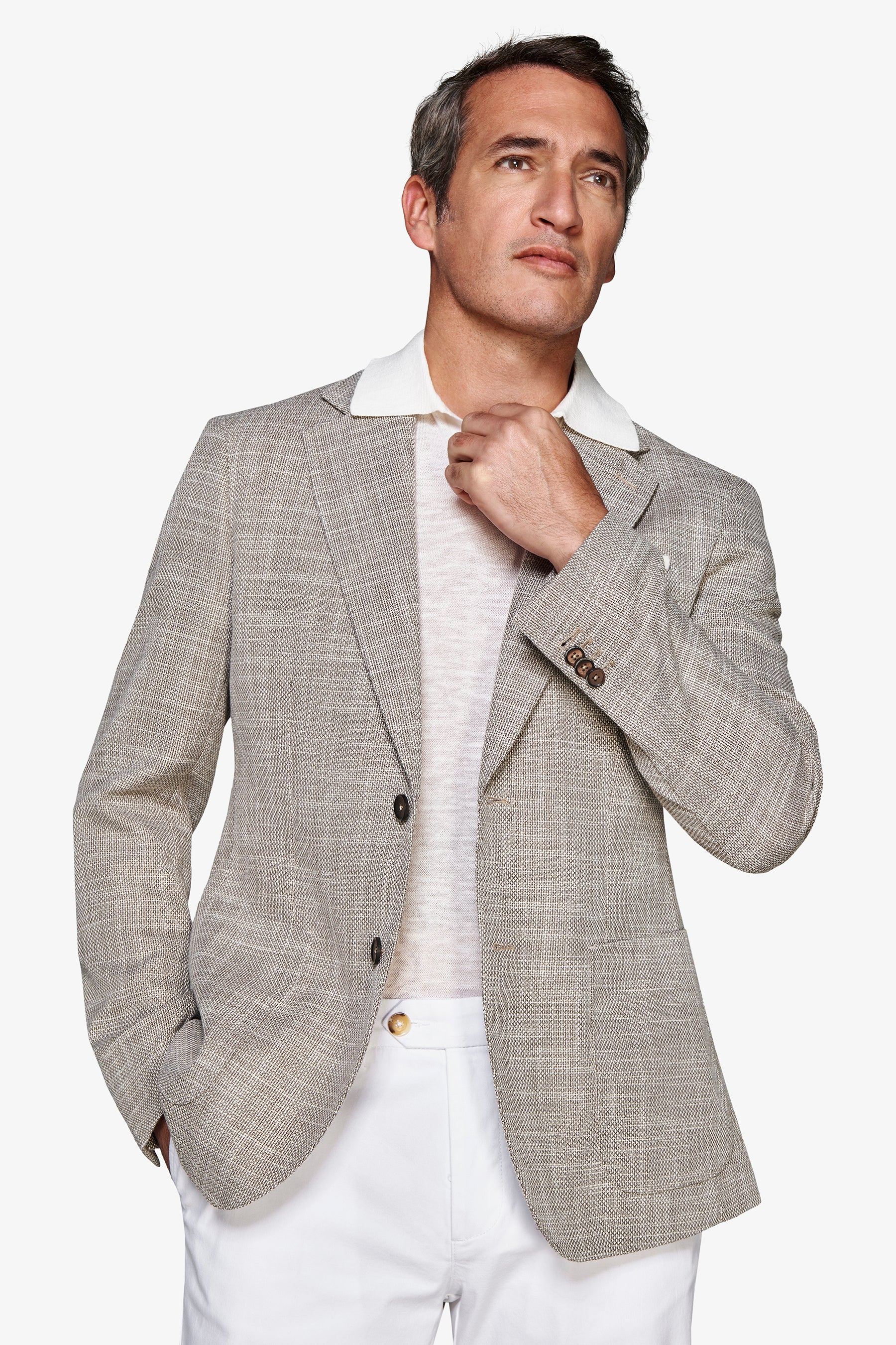 Giacca misto lino armaturata tortora