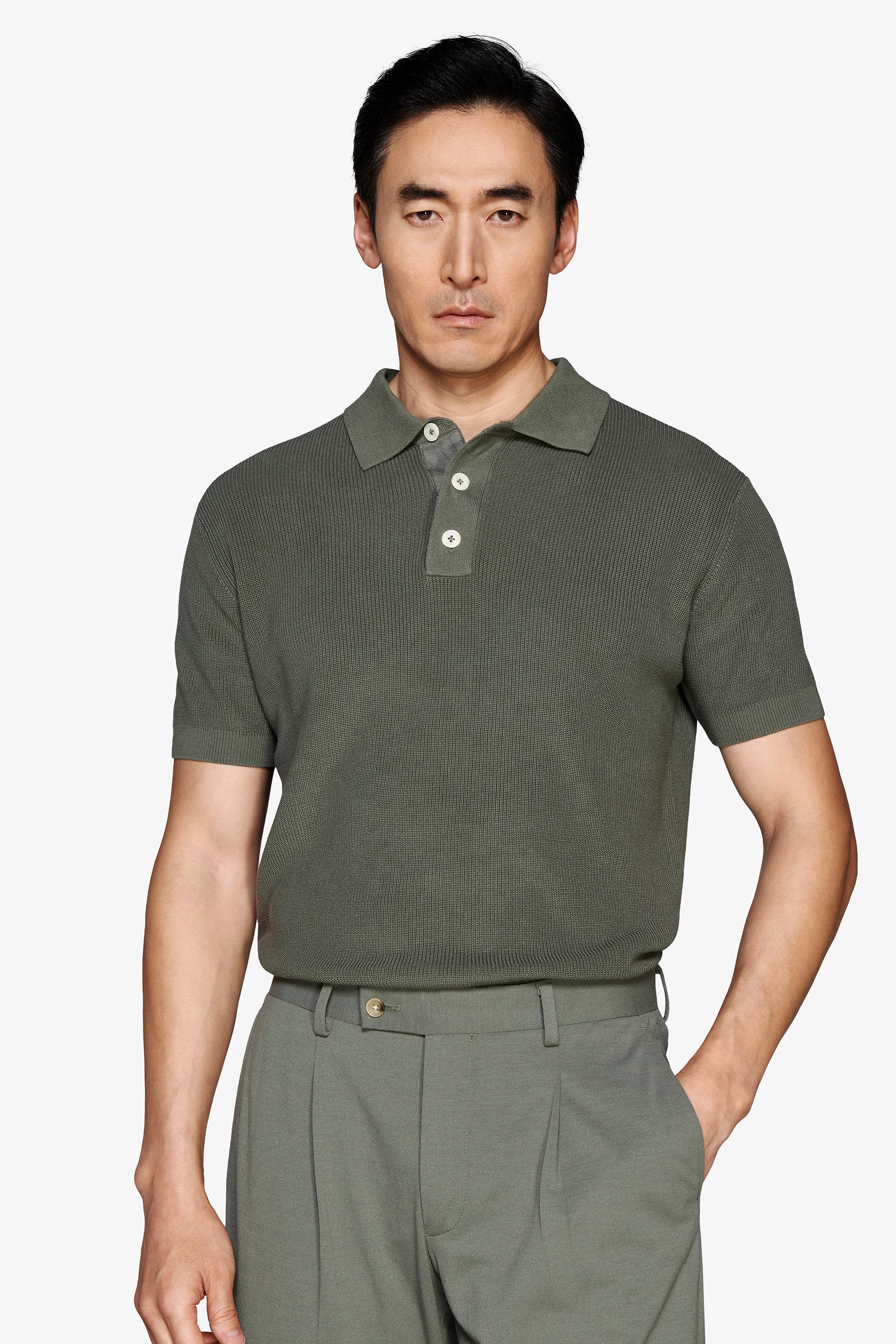 Polo in maglia punto pannocchia verde-Dan John