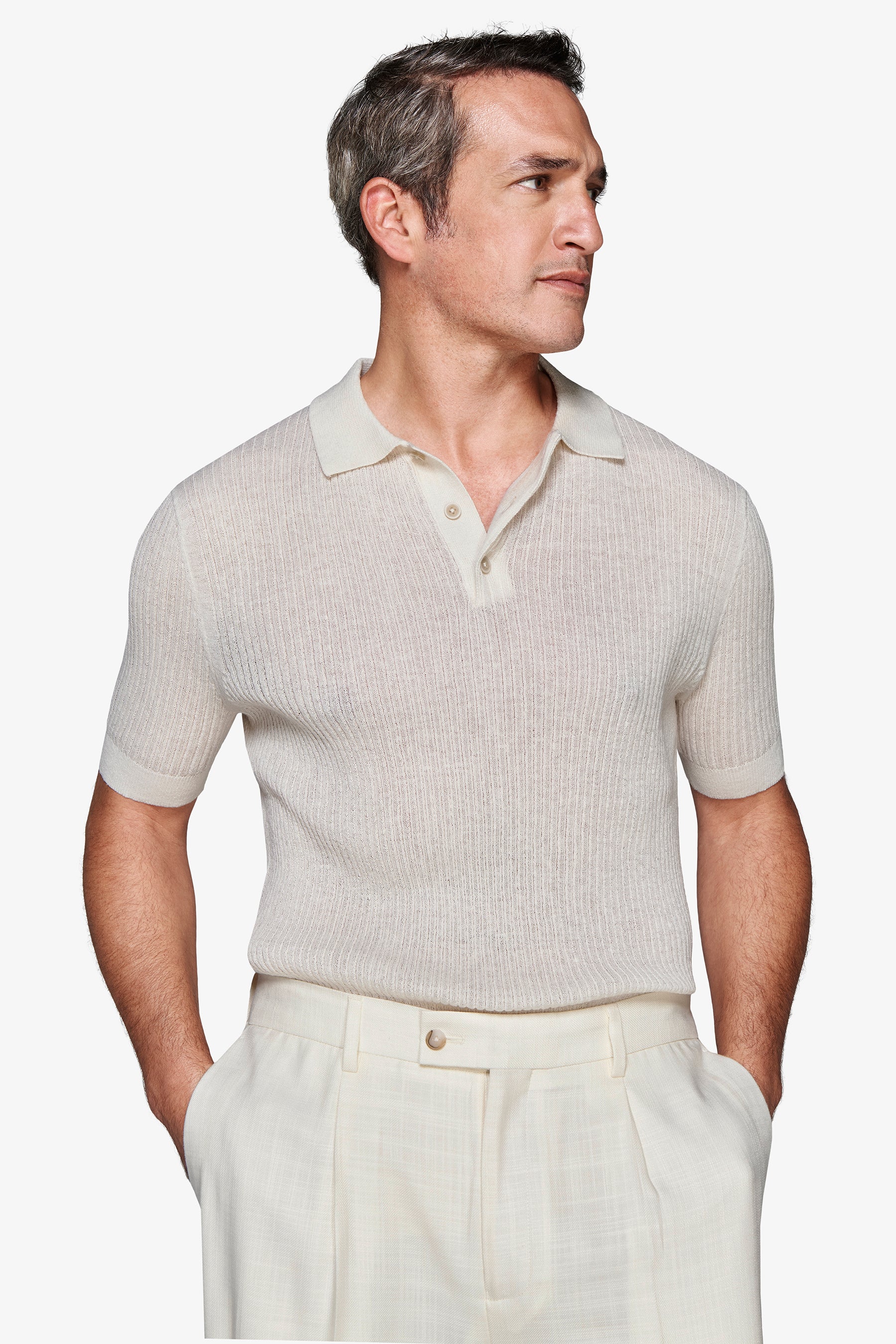 Polo in maglia misto lino burro