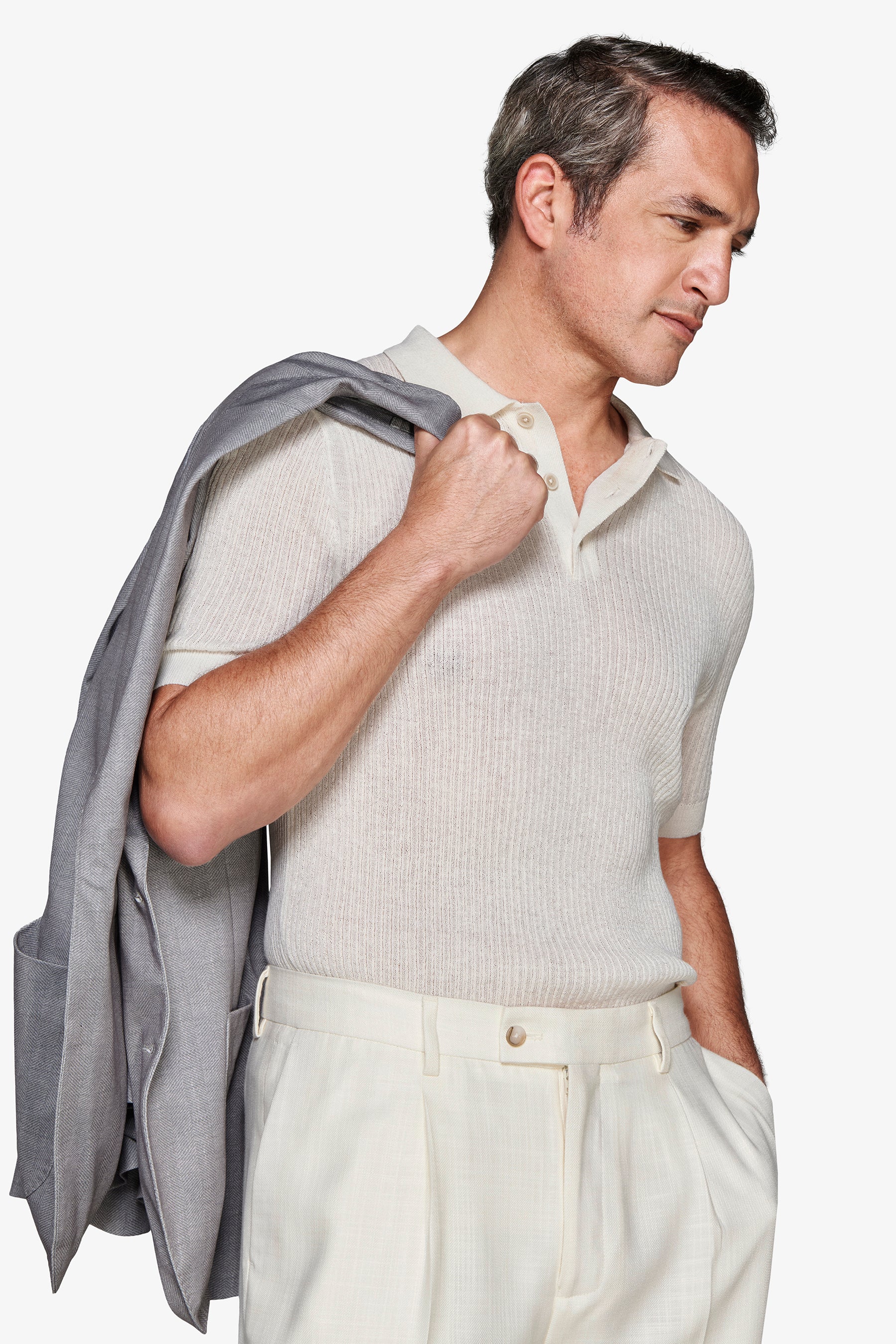 Polo in maglia misto lino burro