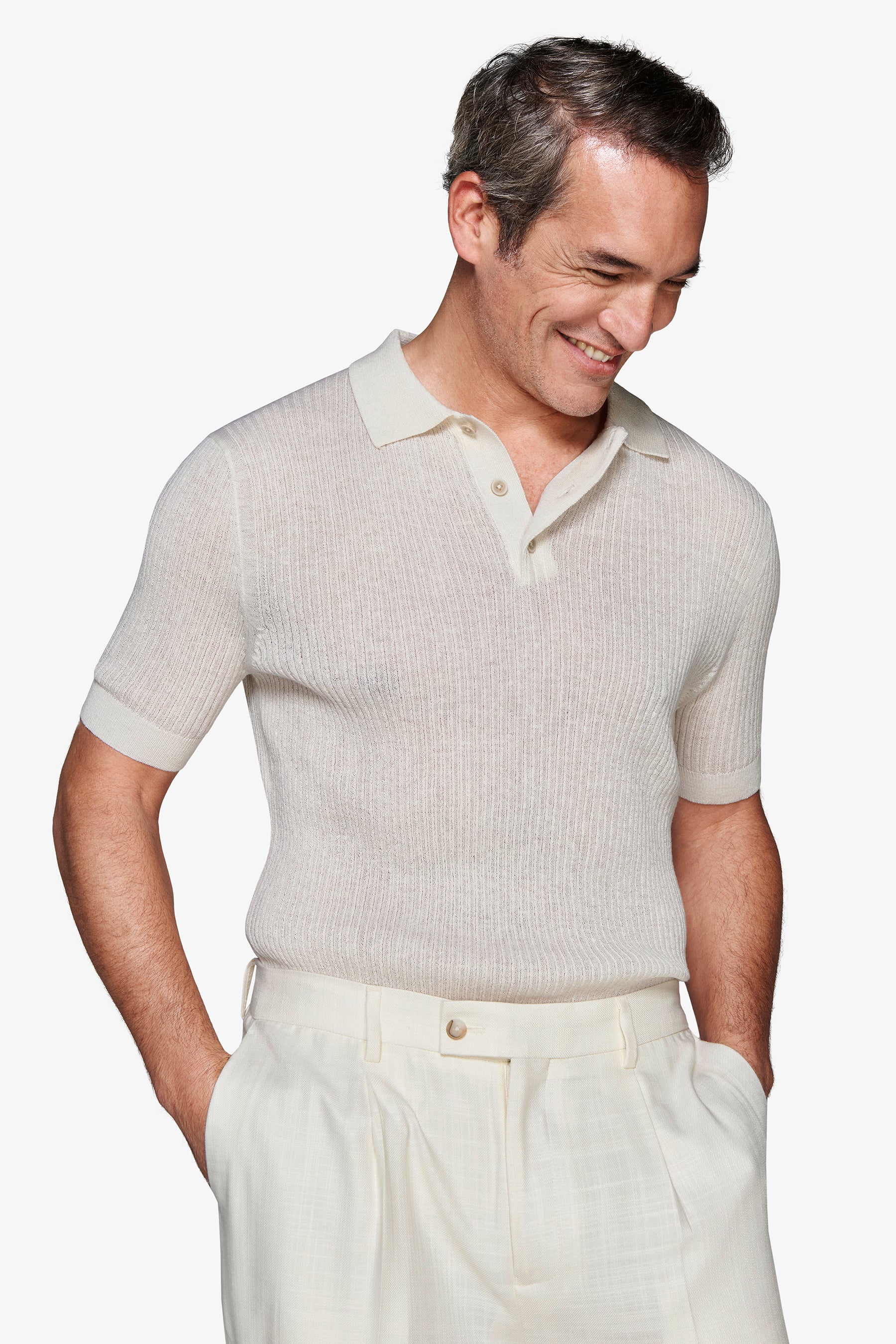 Polo in maglia misto lino burro