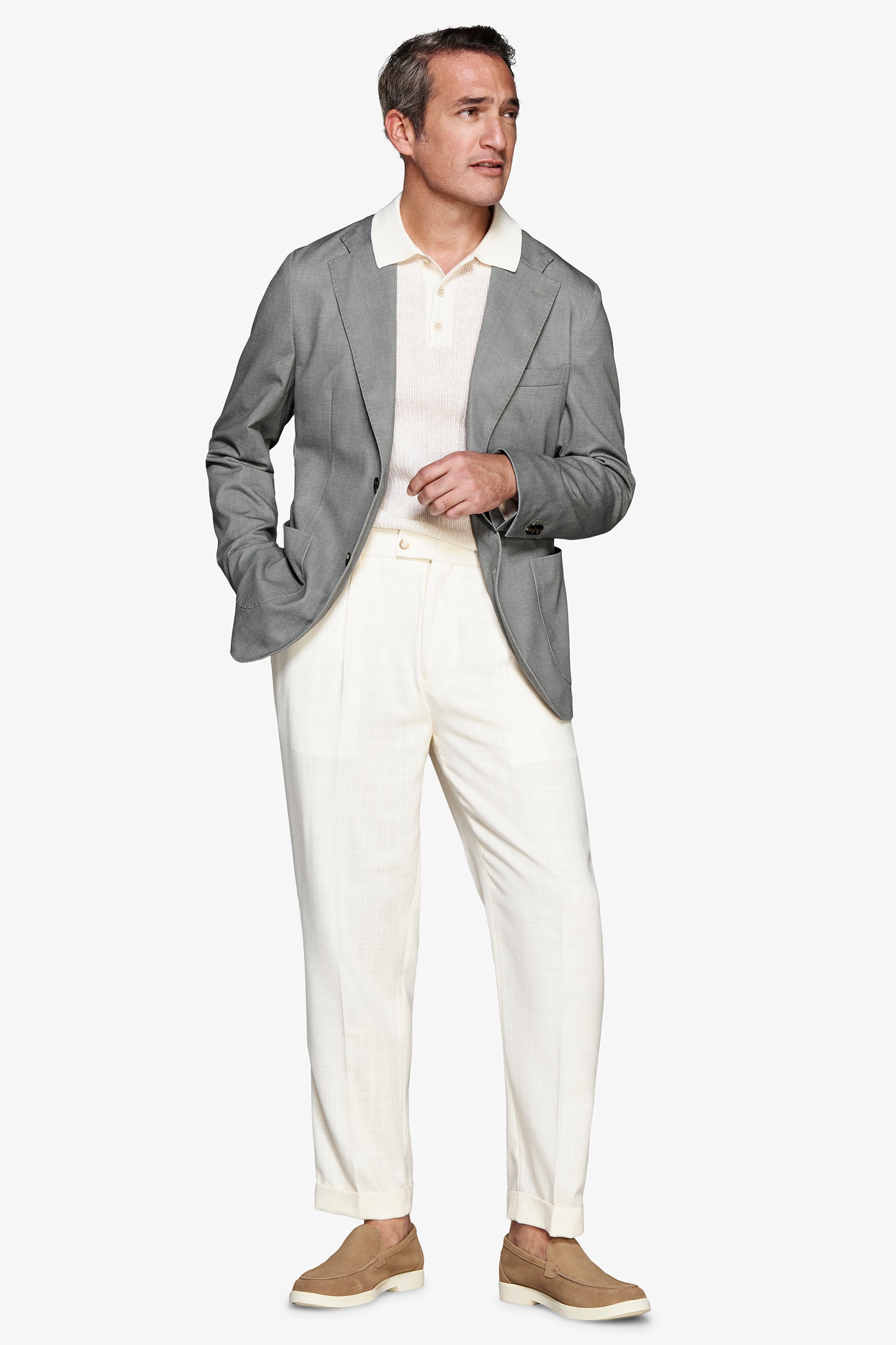 Americana de punto en espiga verde